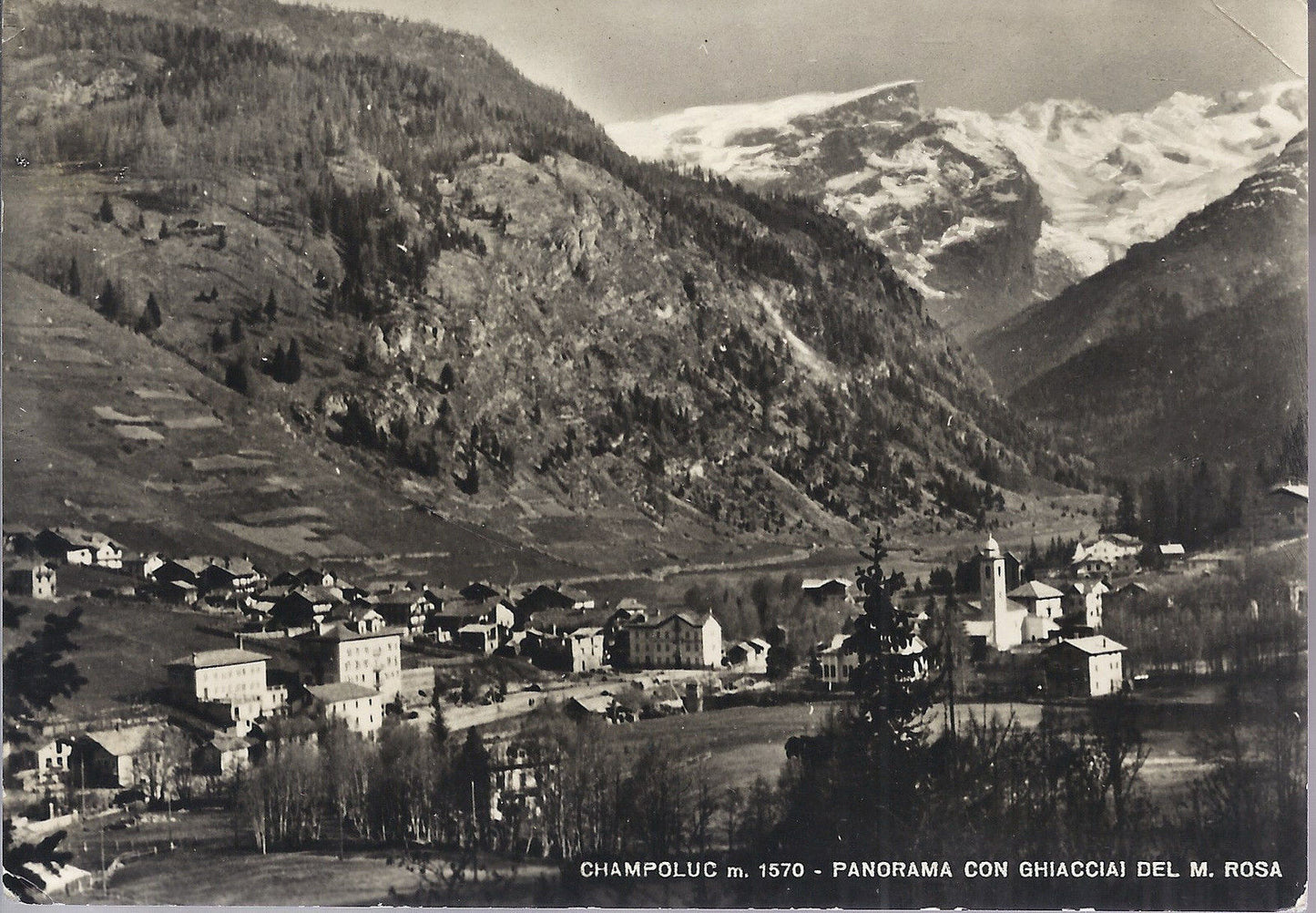 CHAMPOLUC - PANORAMA CON GHIACCIAI DEL M. ROSA - VSD - FG