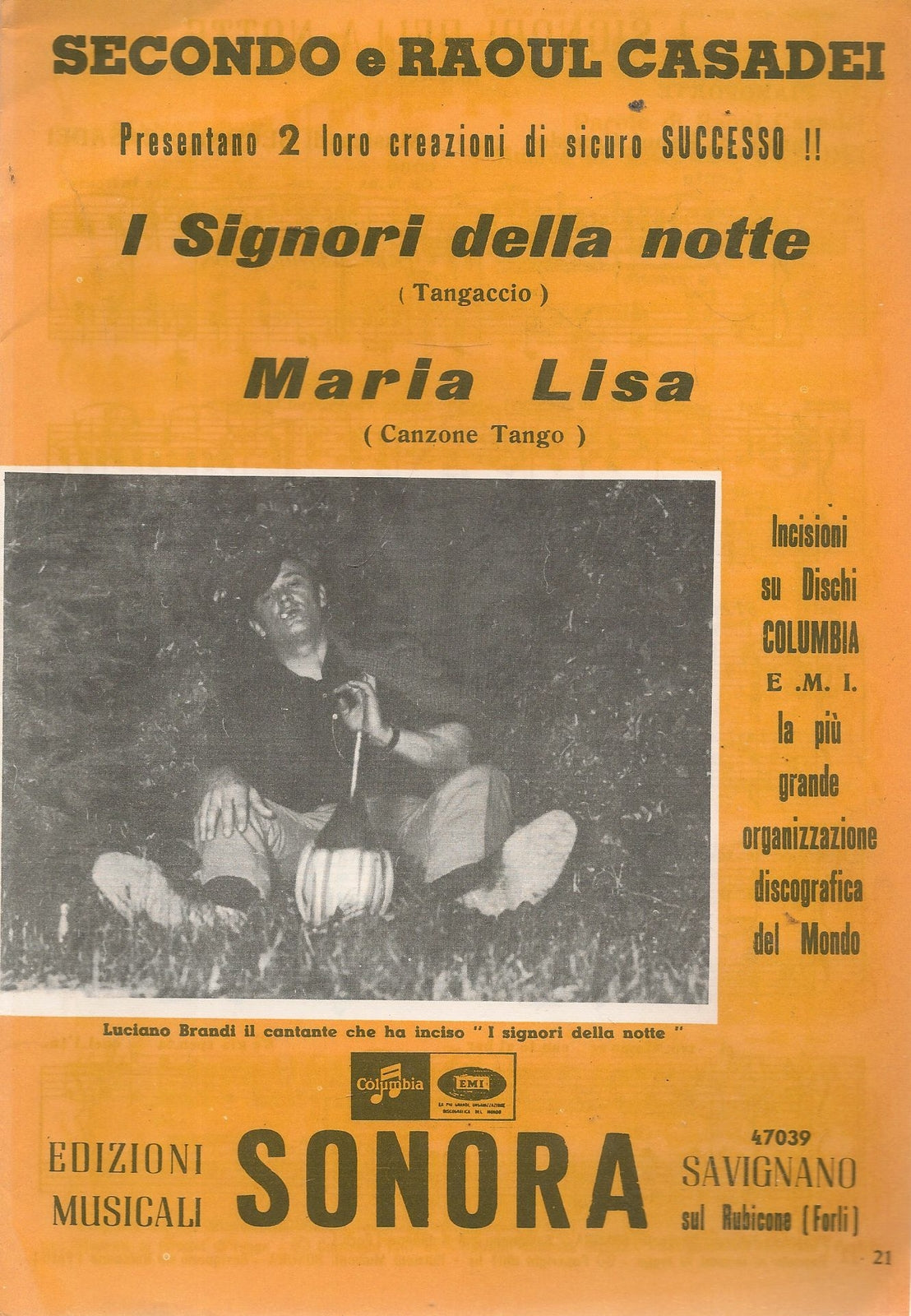 I SIGNORI DELLA NOTTE - MARIA LISA - CASADEI - SPARTITO-SHEET MUSIC