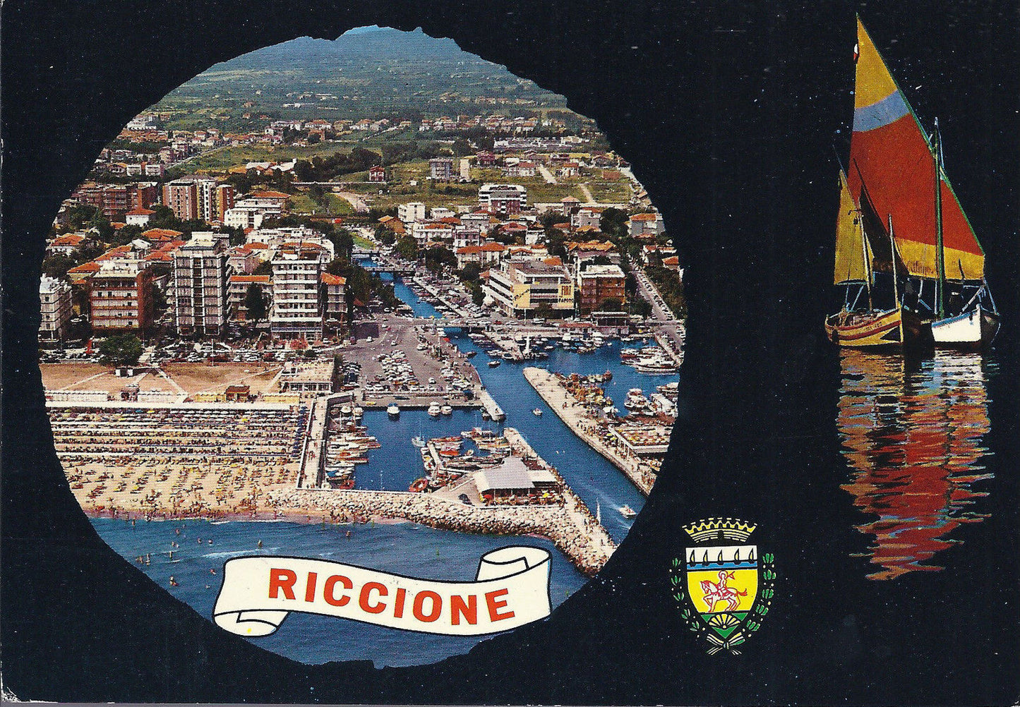 RICCIONE - VEDUTA AEREA E DARSENA - V1972