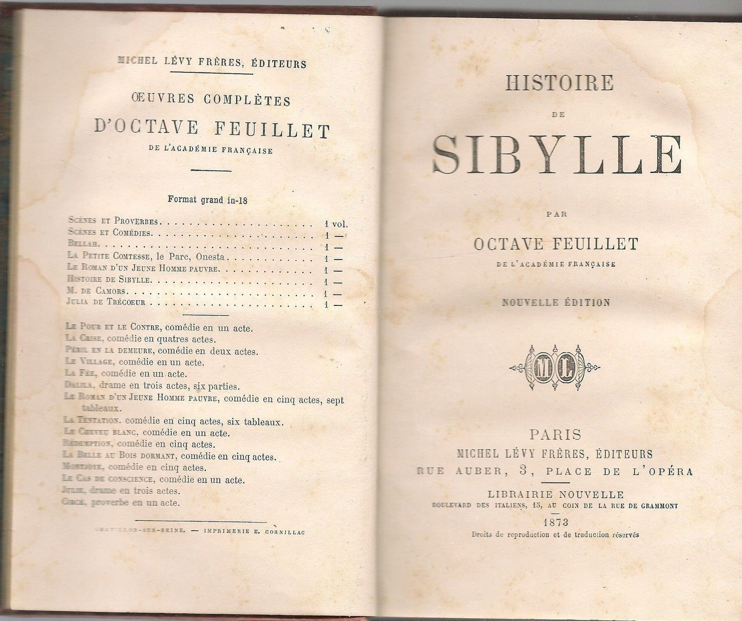 HISTOIRE DE SIBYLLE - OCTAVE FEUILLET- (FRENCH TEXT)