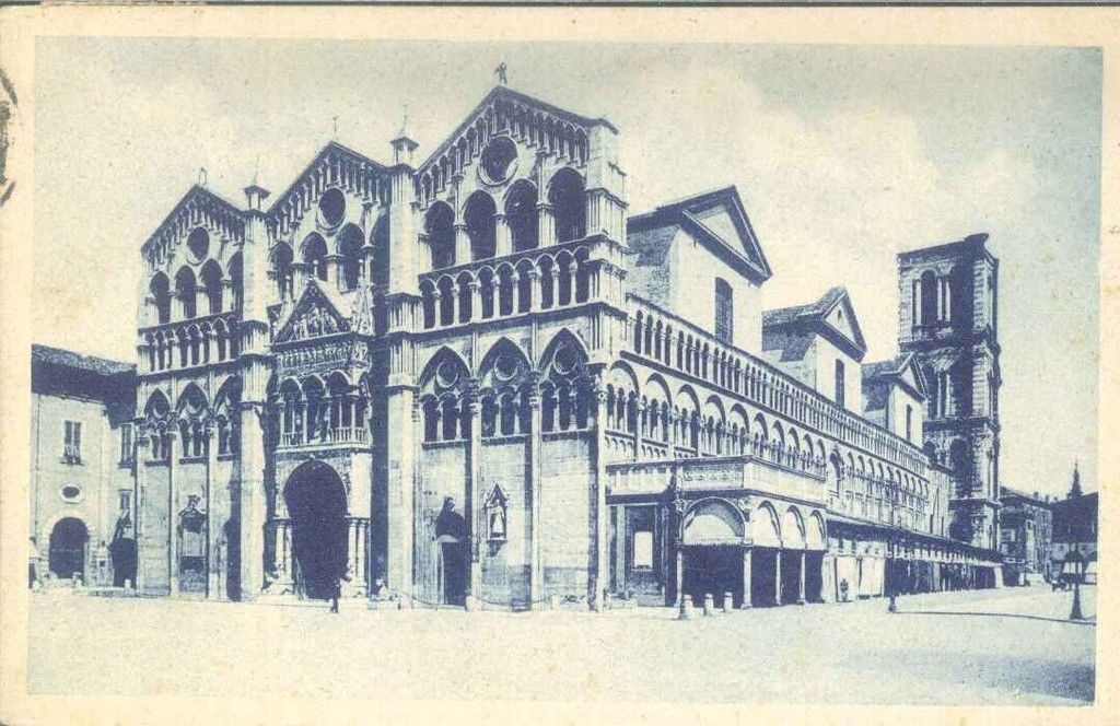 FERRARA - DUOMO E PIAZZA MERCATO V1942 - AZZURRATA