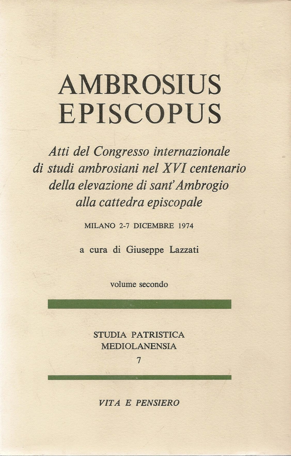 AMBROSIUS EPISCOPUS - VOL. SECONDO