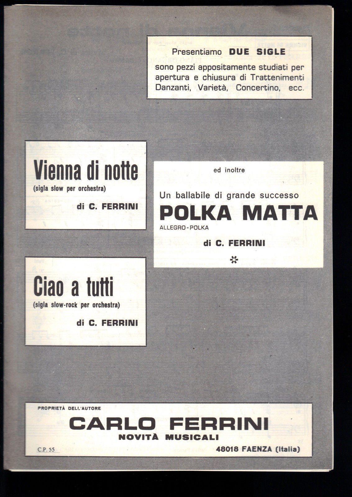 VIENNA DI NOTTE - CIAO A TUTTI - POLKA MATTA (C. Ferrini) # SPARTITO