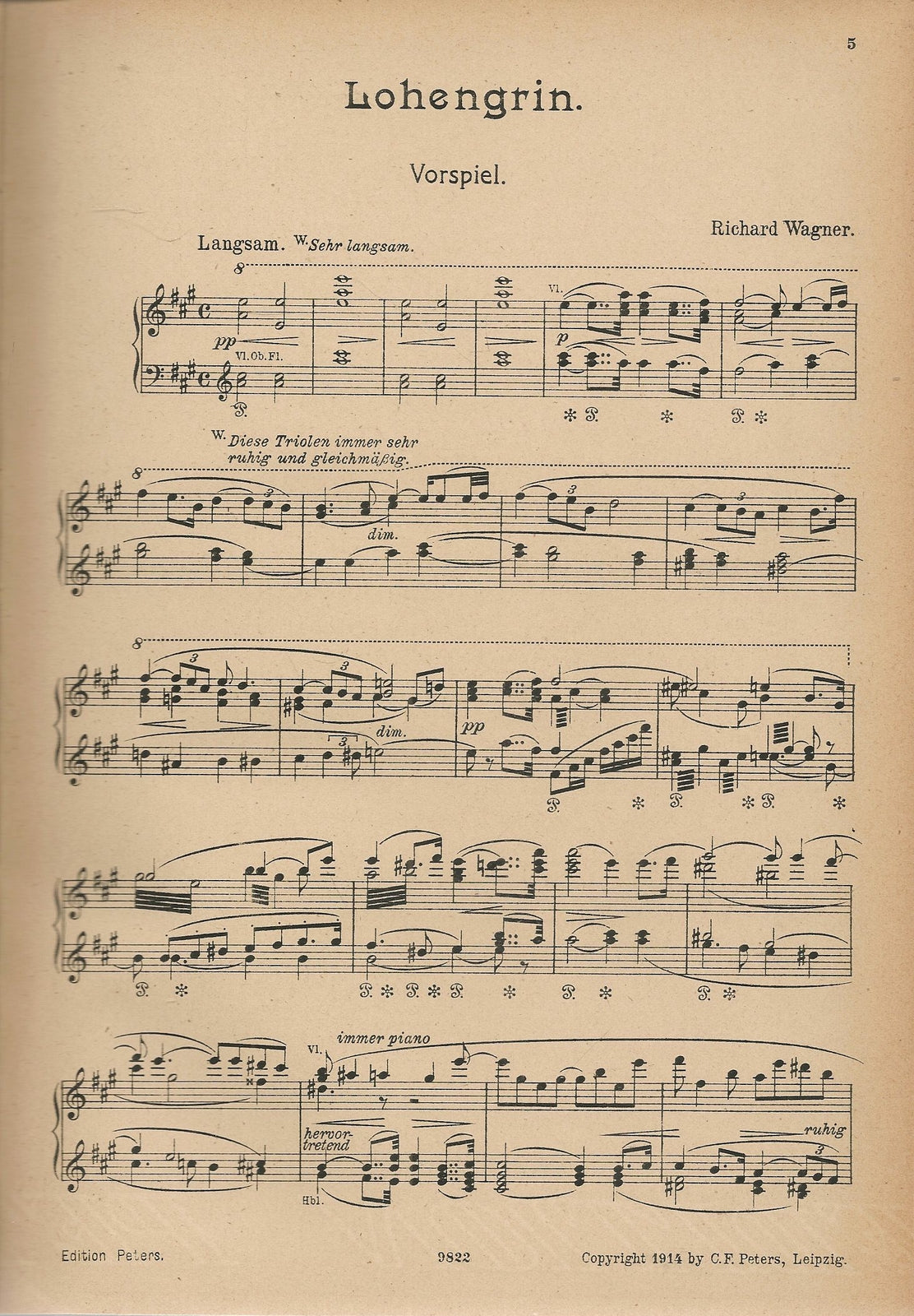 LOEHENGRIN - WAGNER - PARTITURA OPERA COMPLETA