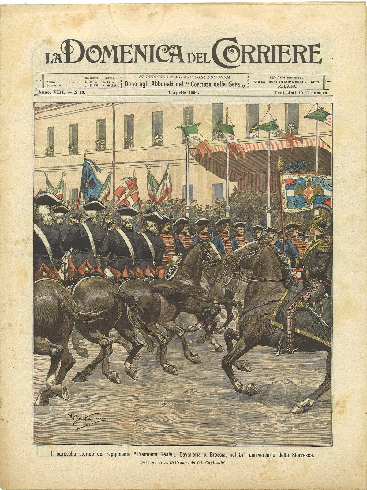 DOMENICA DEL CORRIERE N. 13 - 1 APRILE 1906 - ILLUSTRATORE A. BELTRAME