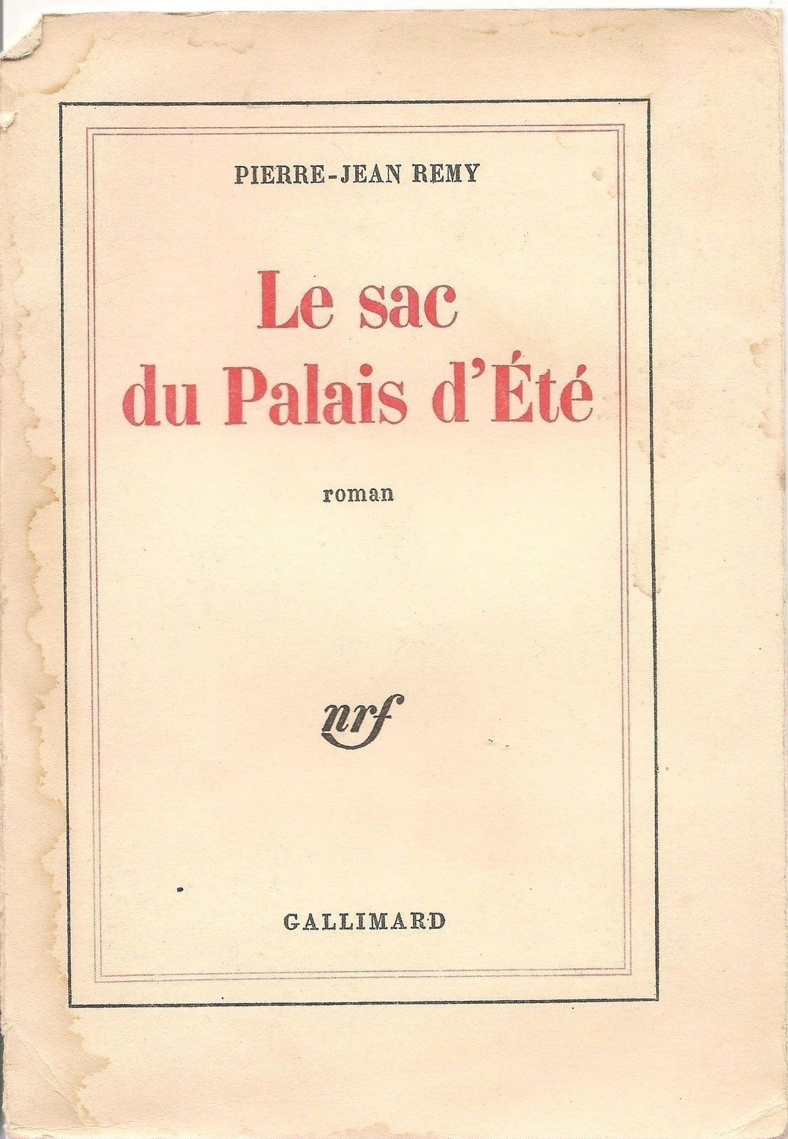 LE SAC DU PALAIS D'ETE - PIERRE-JEAN REMY (FRENCH TEXT)