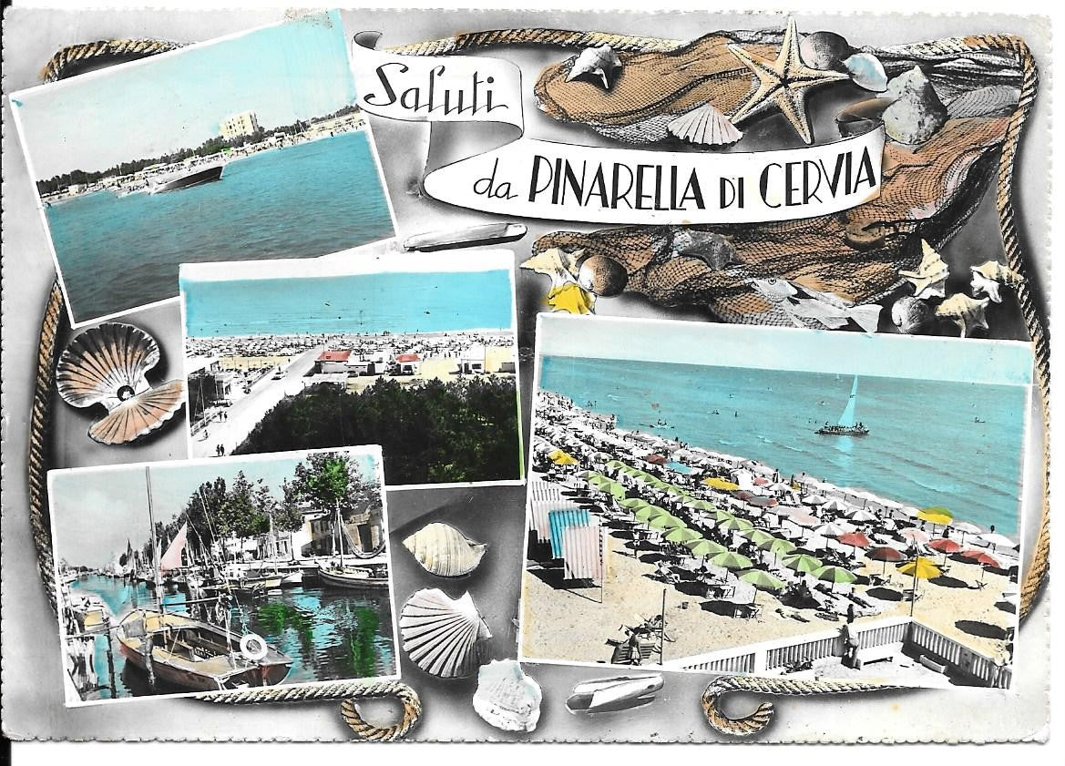 PINARELLA DI CERVIA - QUATTRO VEDUTE - V1961 - ACQUARELLATA