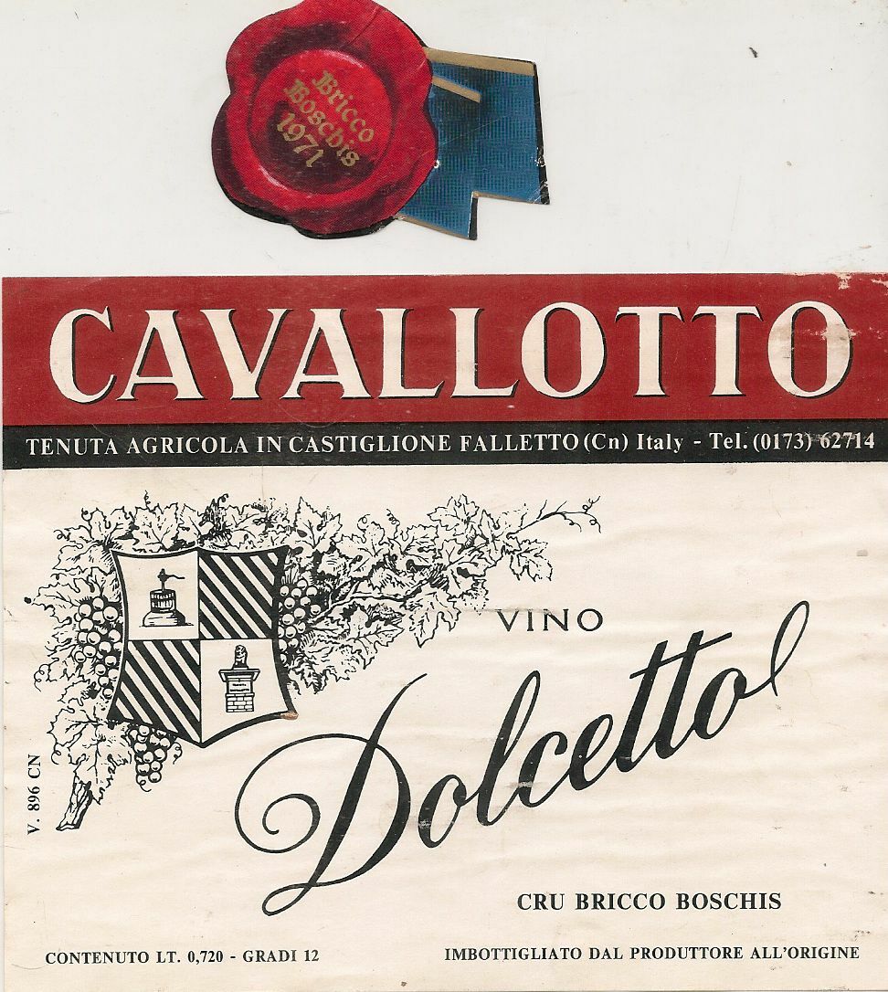 DOLCETTO CAVALLOTTO 1971 - ETICHETTA VINO