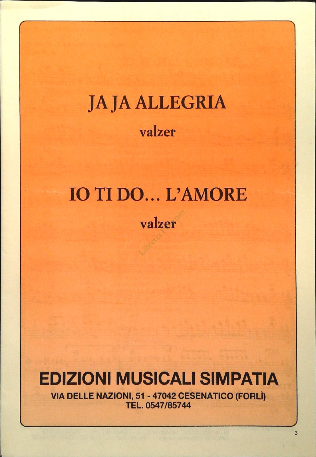 JA JA ALLEGRIA - IO TI DO...L'AMORE - SPARTITO-SHEET MUSIC