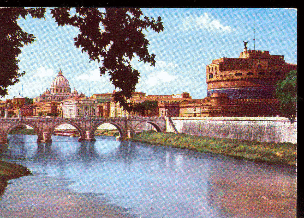 ROMA - PONTE E CASTEL S.ANGELO - V1970 - ACQUARELLATA