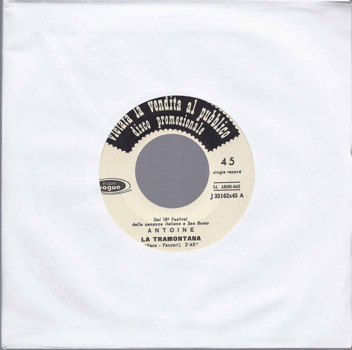 LA TRAMONTANA - IO VOGLIO ANDARE IN GUERRA # ANTOINE - Edizione per Juke Box