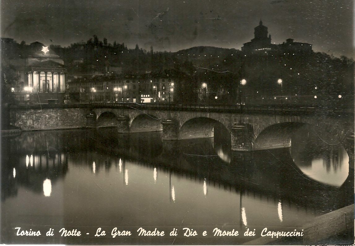 TORINO - NOTTURNO - LA GRANM ADRE DI DIO E MONTE CAPPUCCINI - V1957