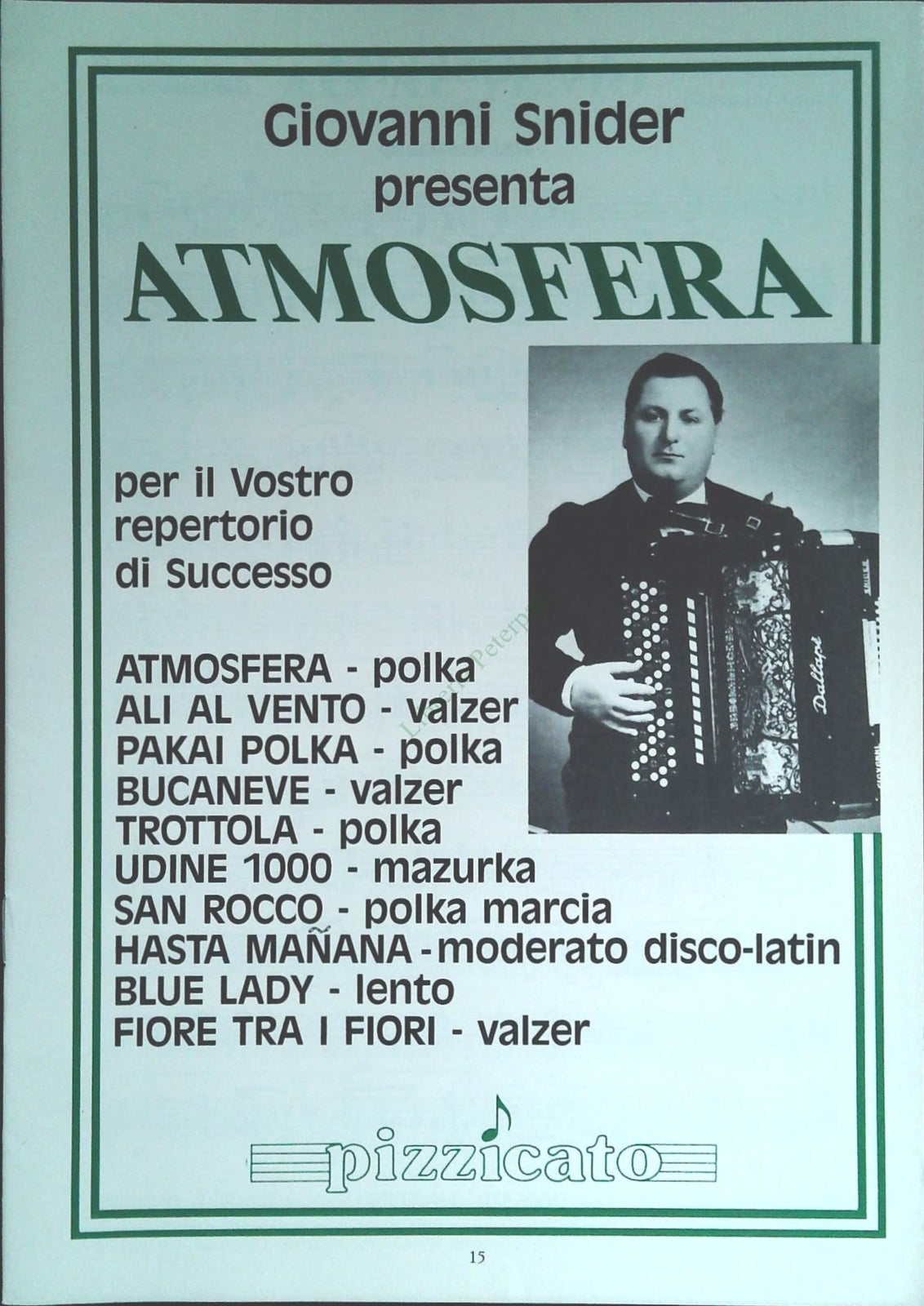 ATMOSFERA- GIOVANNI SNIDER- SPARTITO-SHEET MUSIC