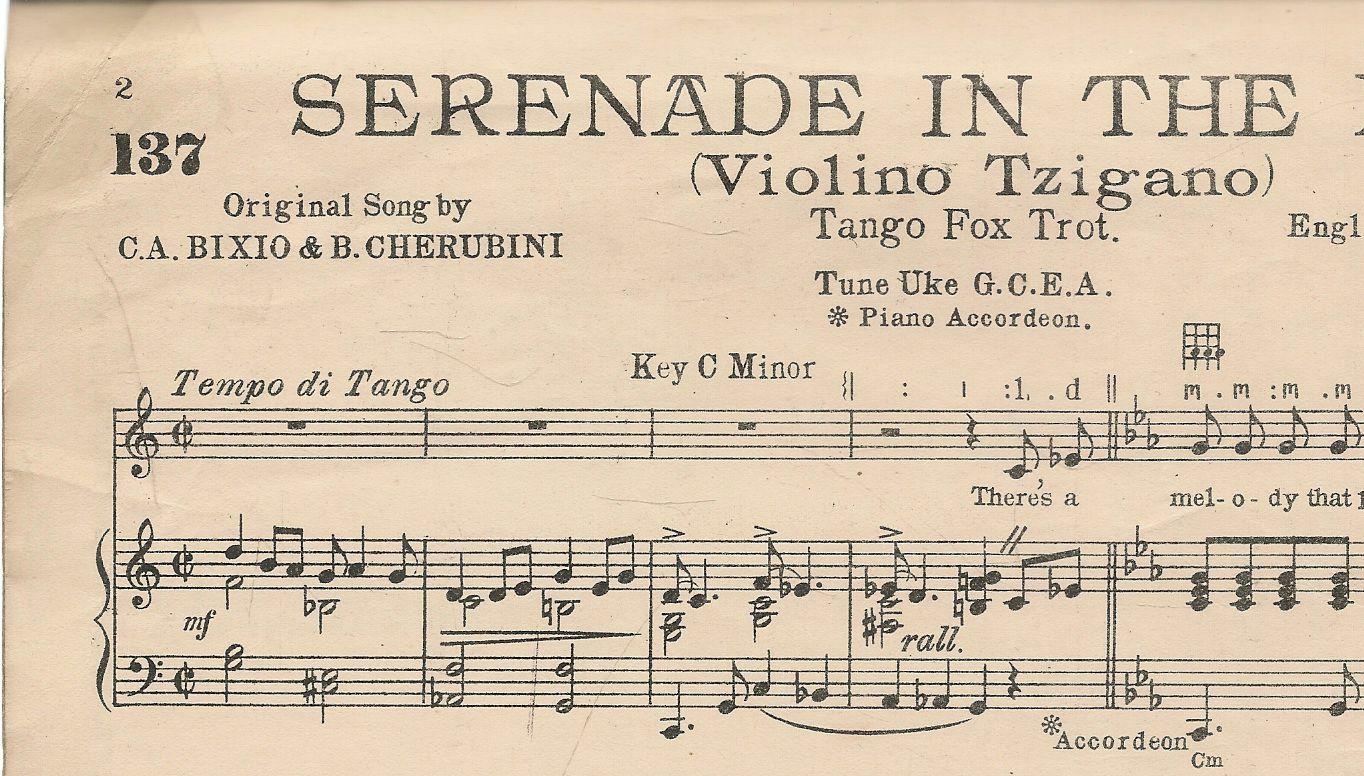 SERENADE IN THE NIGHT - JIMMY KENNEDY - SPARTITO-SHEET MUSIC