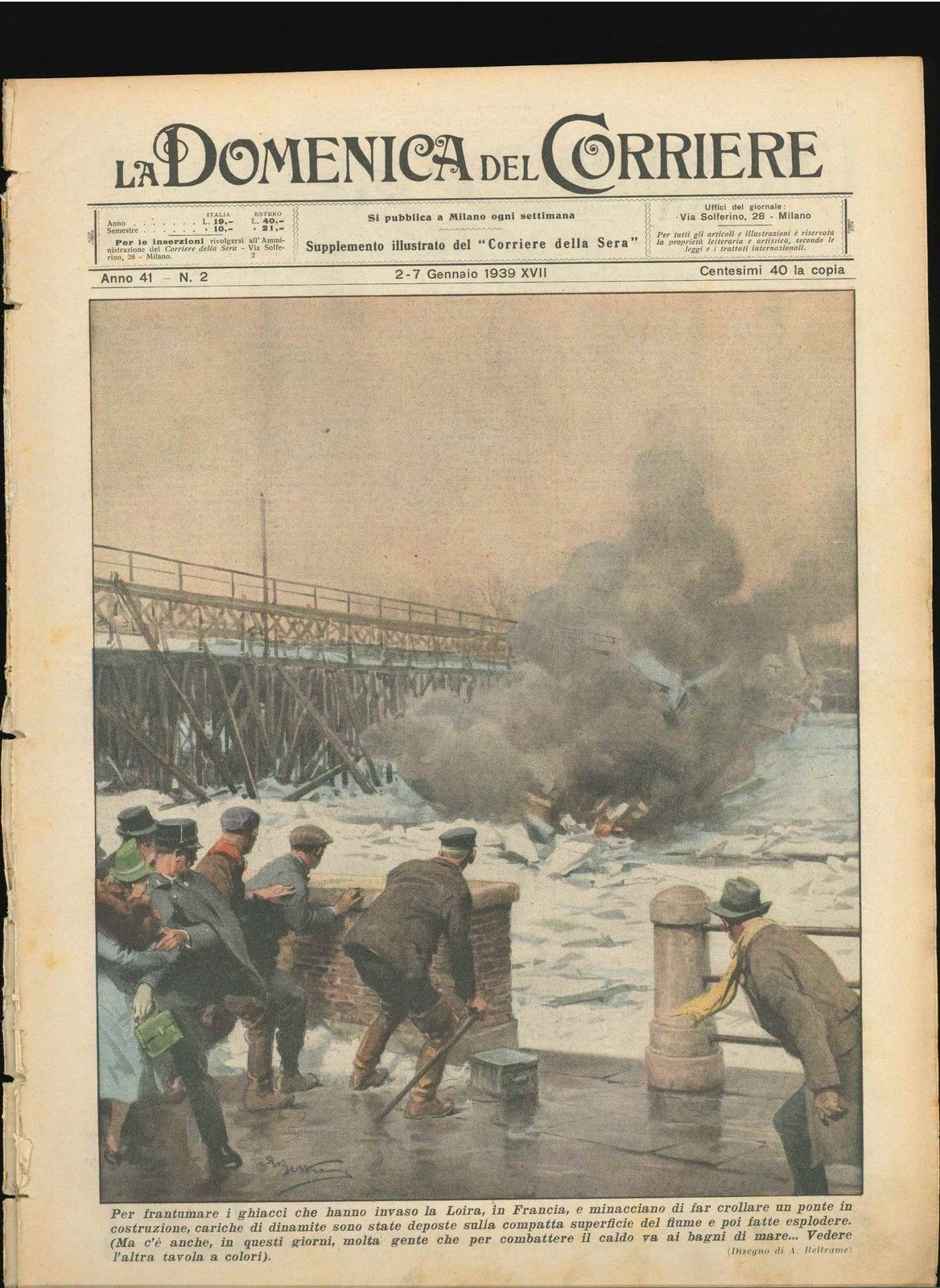 DOMENICA DEL CORRIERE N 2 - 2/7 GENNAIO 1939 ILL. A. BELTRAME