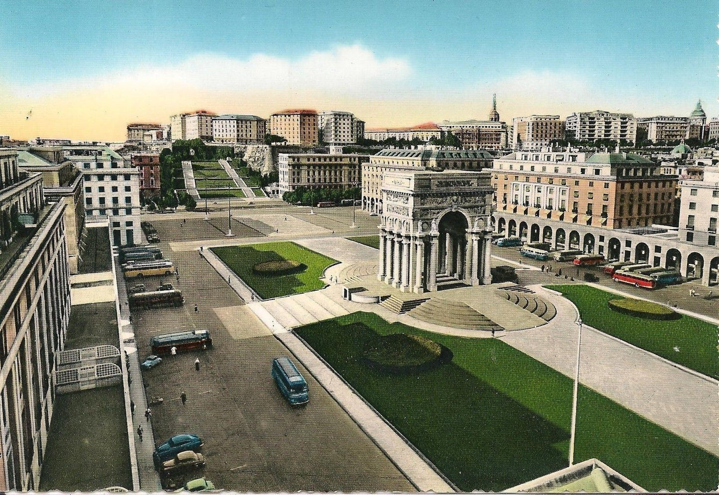 GENOVA - PIAZZA DELLA VITTORIA - NV - ACQUARELLATA