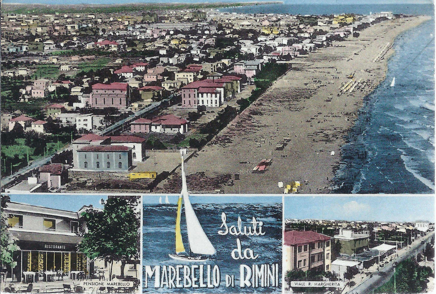 MAREBELLO DI RIMINI - SALUTI - 3 VEDUTE - V1961 - ACQUARELLA