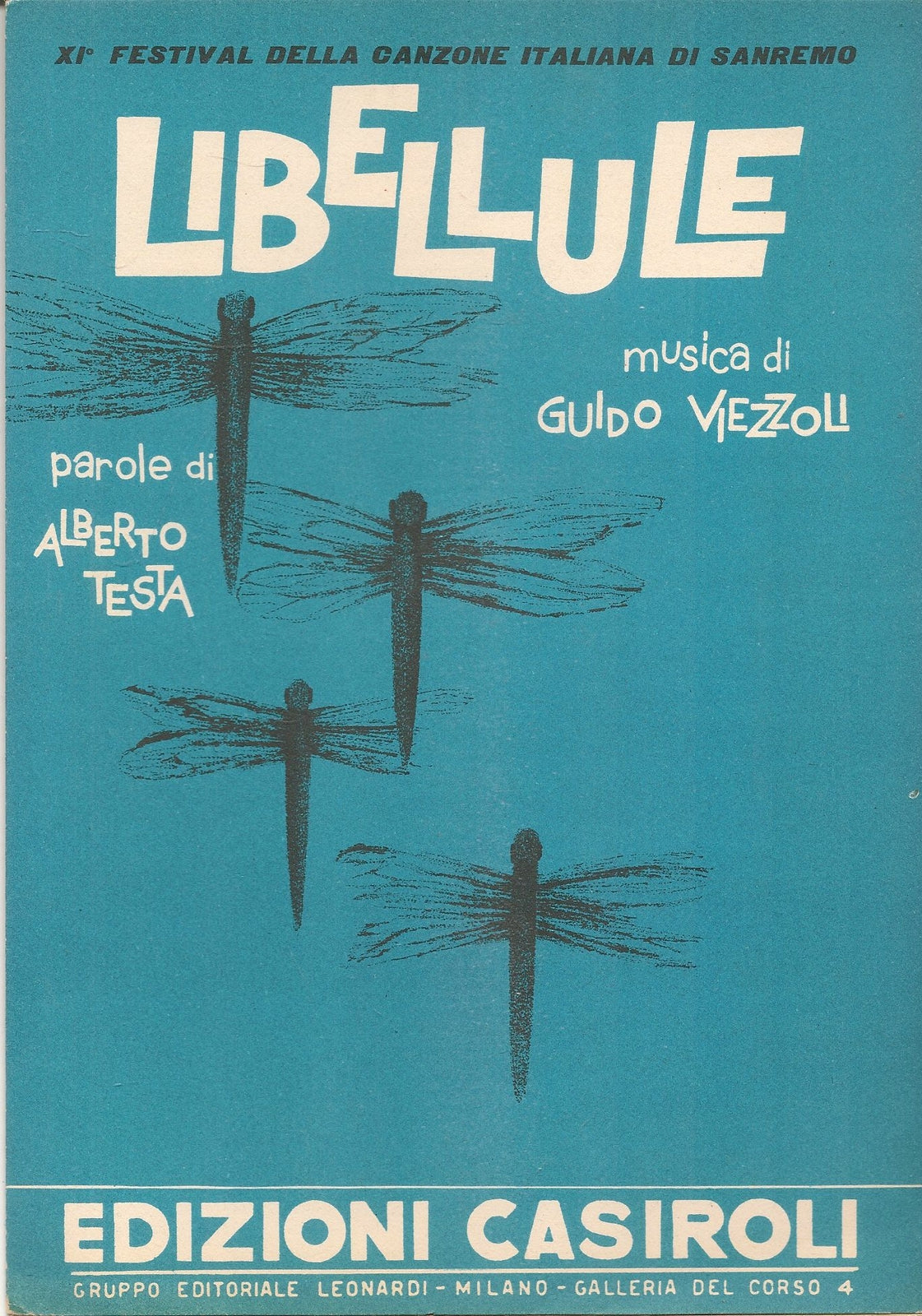 LIBELLULE - SANREMO 1961 - SPARTITO-SHEET MUSIC