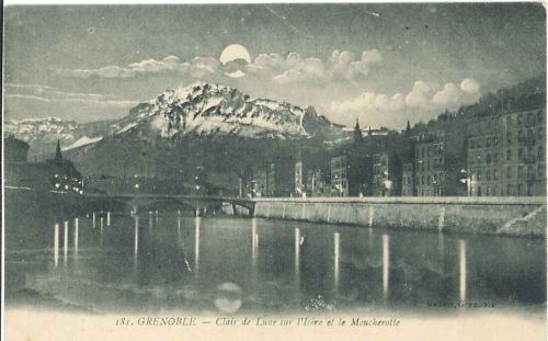 GRENOBLE - CLAIR DE LUNE SUR L'ISERE ET LE MOUCHEROTTE