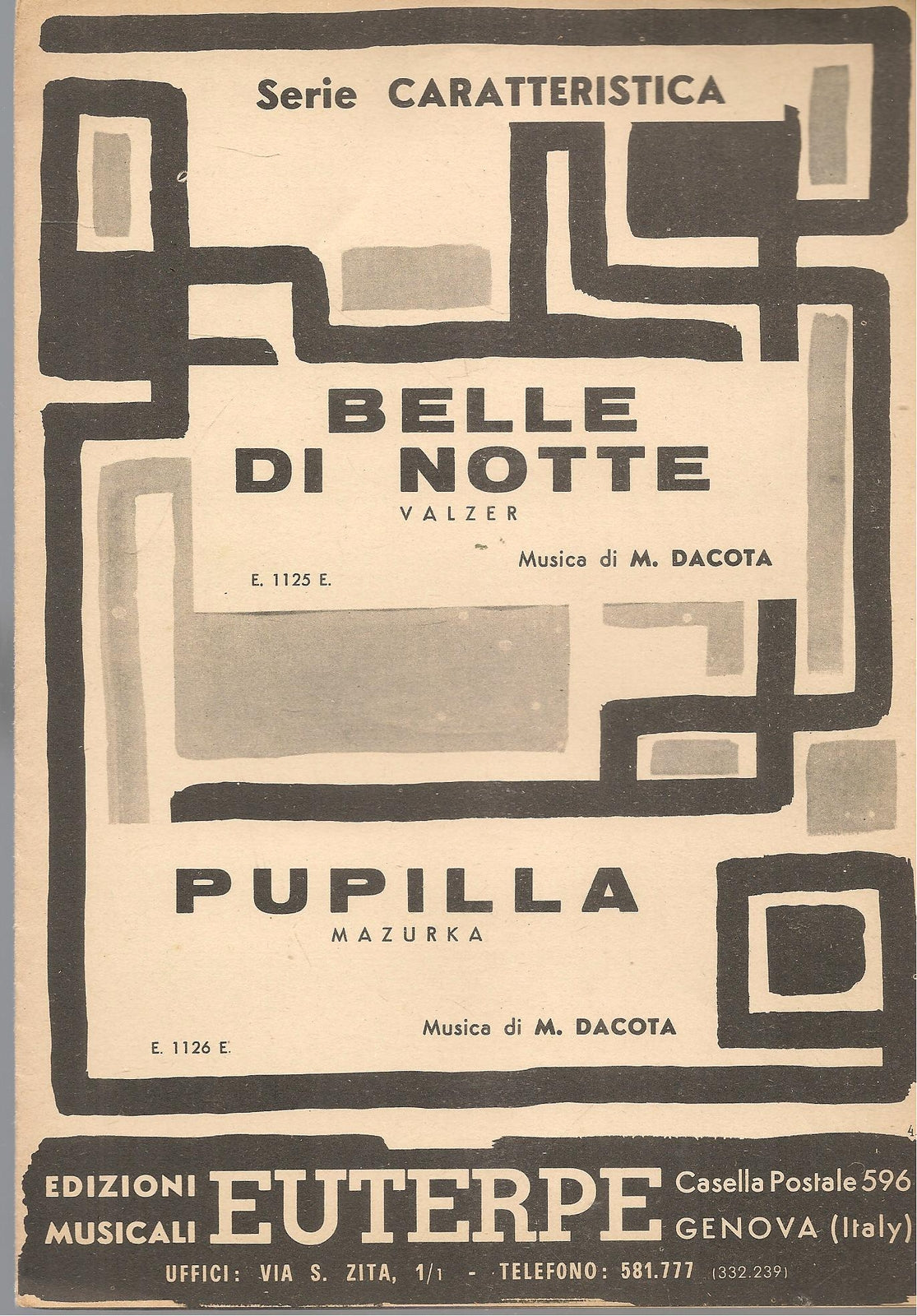 BELLE DI NOTTE.valzer - PUPILLA.mazurka SPARTITO-SHEET MUSIC