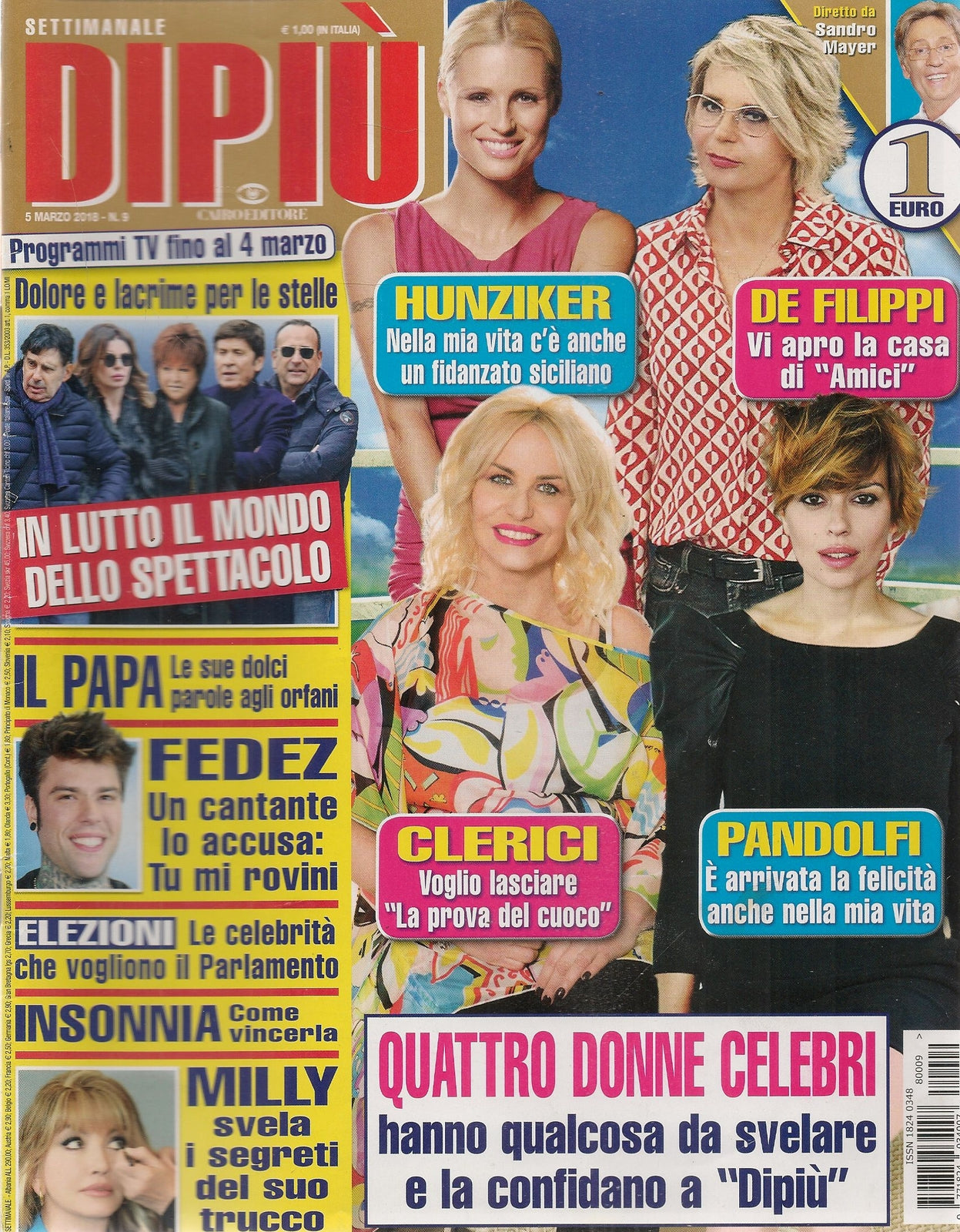 DIPIU' 8 MARZO 2018 - FEDEZ-MILLY CARLUCCI-CLERICI-PANDOLFI.DE FILIPPI-HUNZIKER