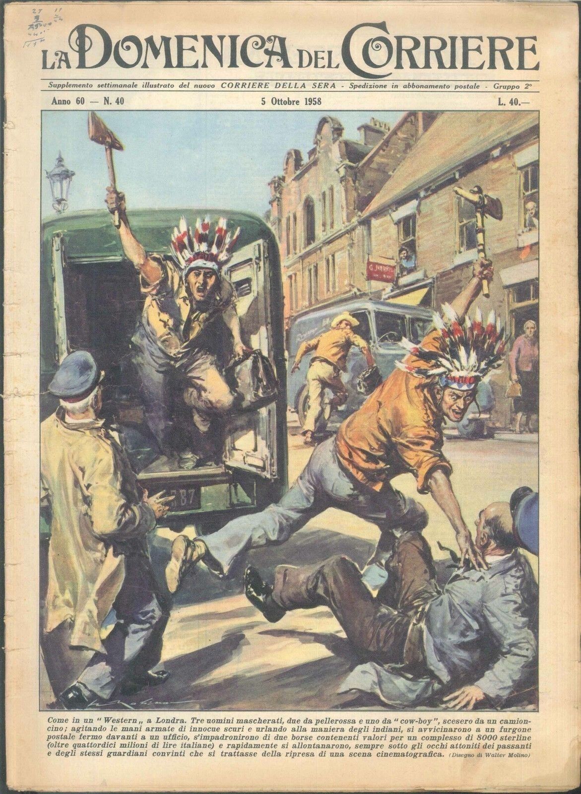 DOMENICA DEL CORRIERE N 40 - 5 OTTOBRE 1958 - ILL. WALTER MOLINO