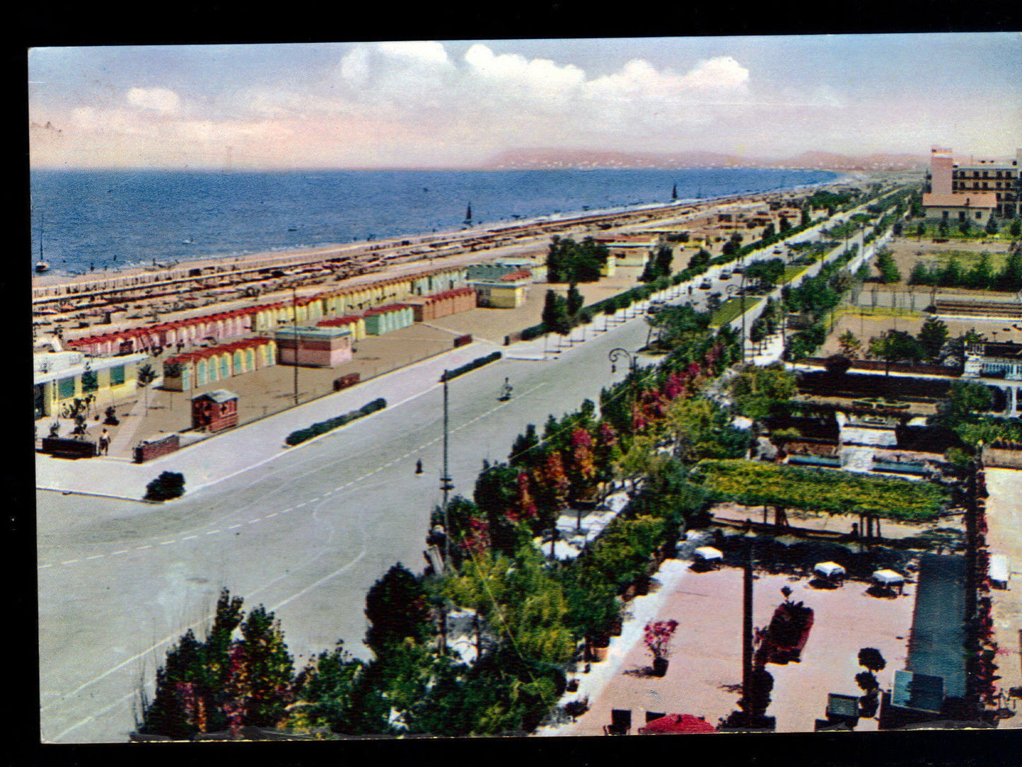 RICCIONE - SPIAGGIA E GIARDINI S. MARCO - V1957 - ACQUERELLA