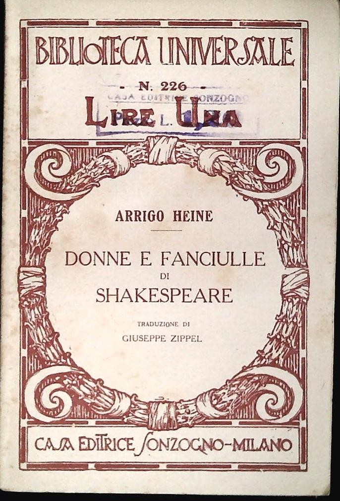 DONNE E FANCIULLE DI SHAKESPEARE - ARRIGO HEINE