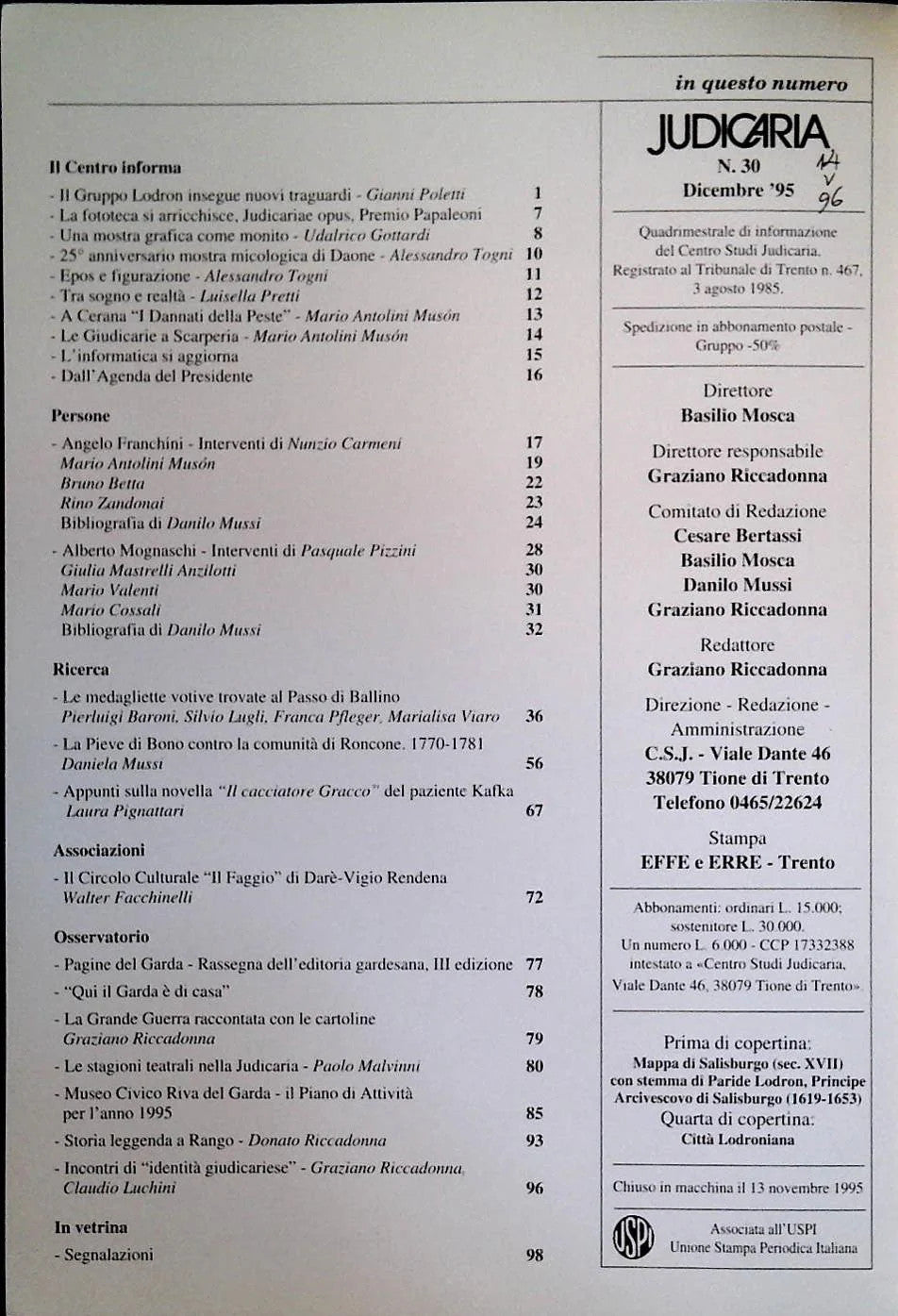 JUDICARIA N. 30 - DICEMBRE 1995