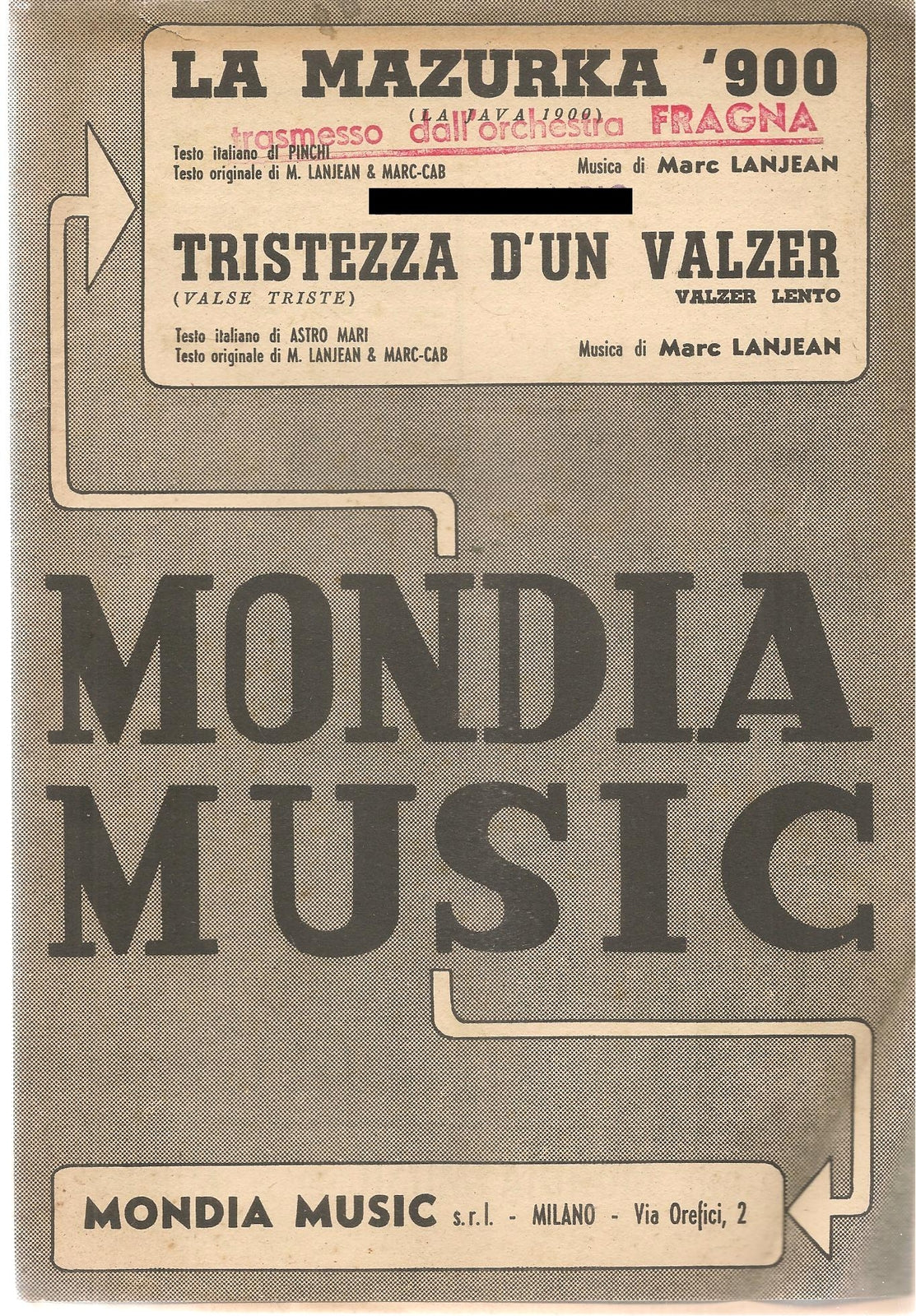 LA MAZURKA '900 - TRISTEZZA D'UN VALZER - SPARTITO-SHEET MUSIC