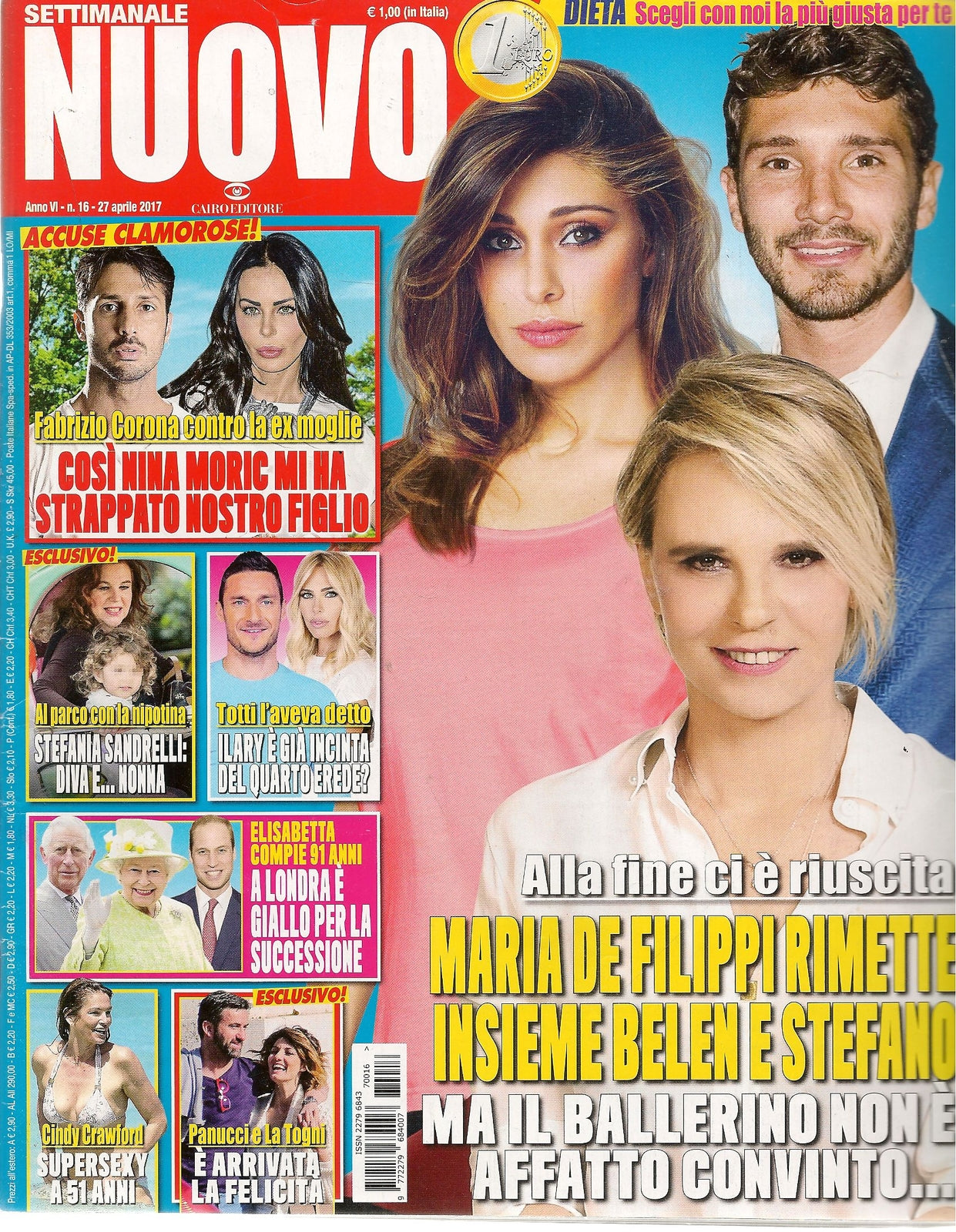 SETTIMANALE NUOVO N. 16-27 APRILE 2017 DE FILIPPI NINA MORIC STEFANIA SANDRELLI