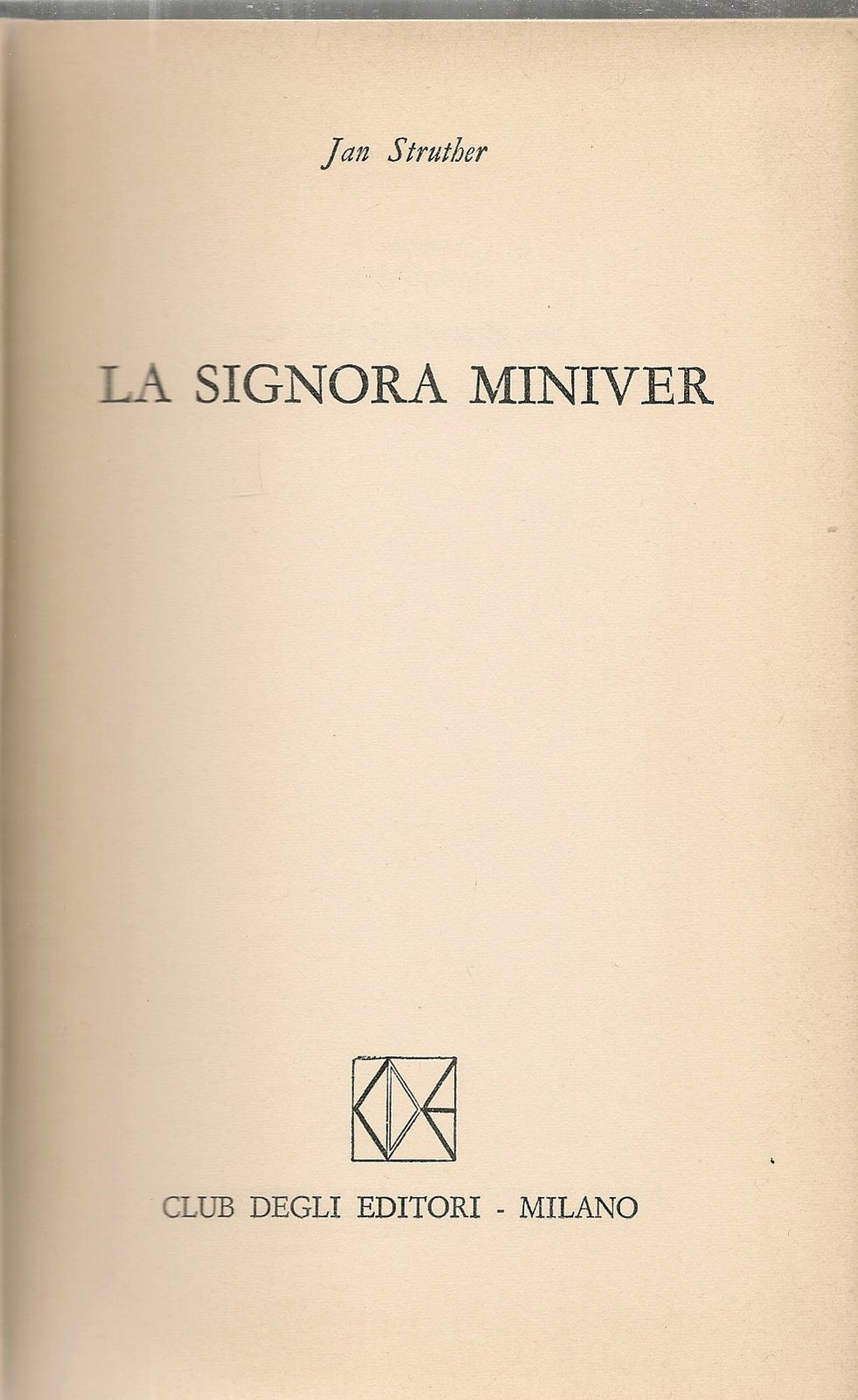 LA SIGNORA MINIVER - JAN STRTHER - ED. CDE 1974
