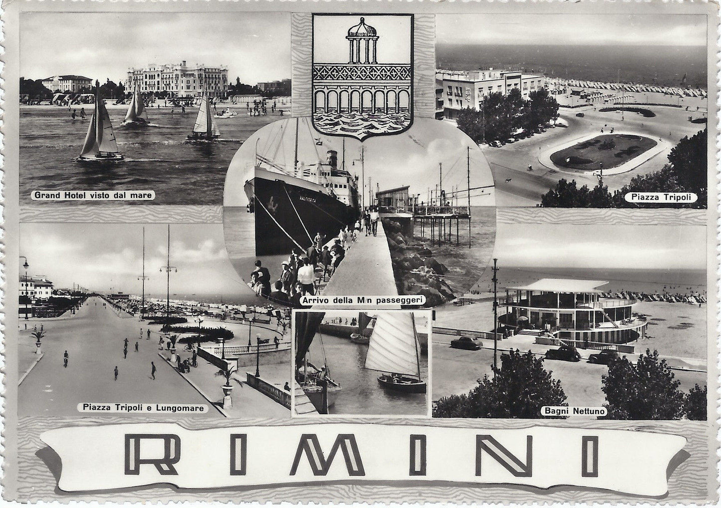 RIMINI - 6 VEDUTE - V 1956 - FG - M/N Valfiorita