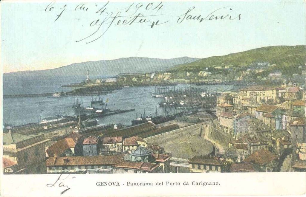 GENOVA - PANORAMA DAL PORTO DI CARIGNANO - V1904 - COLORATA