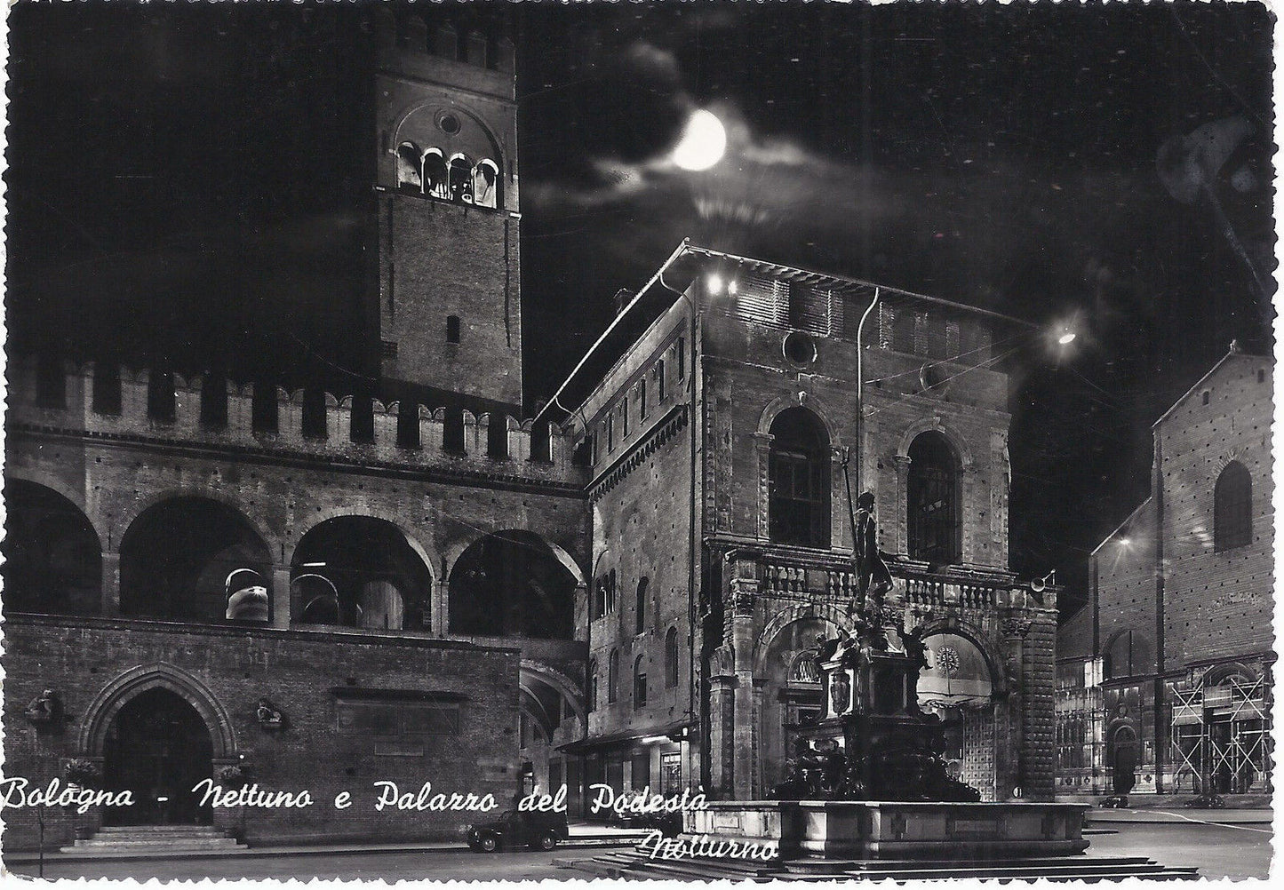 BOLOGNA - NETTUNO E PALAZZO DEL PODESTA' - NOTTURNO - V