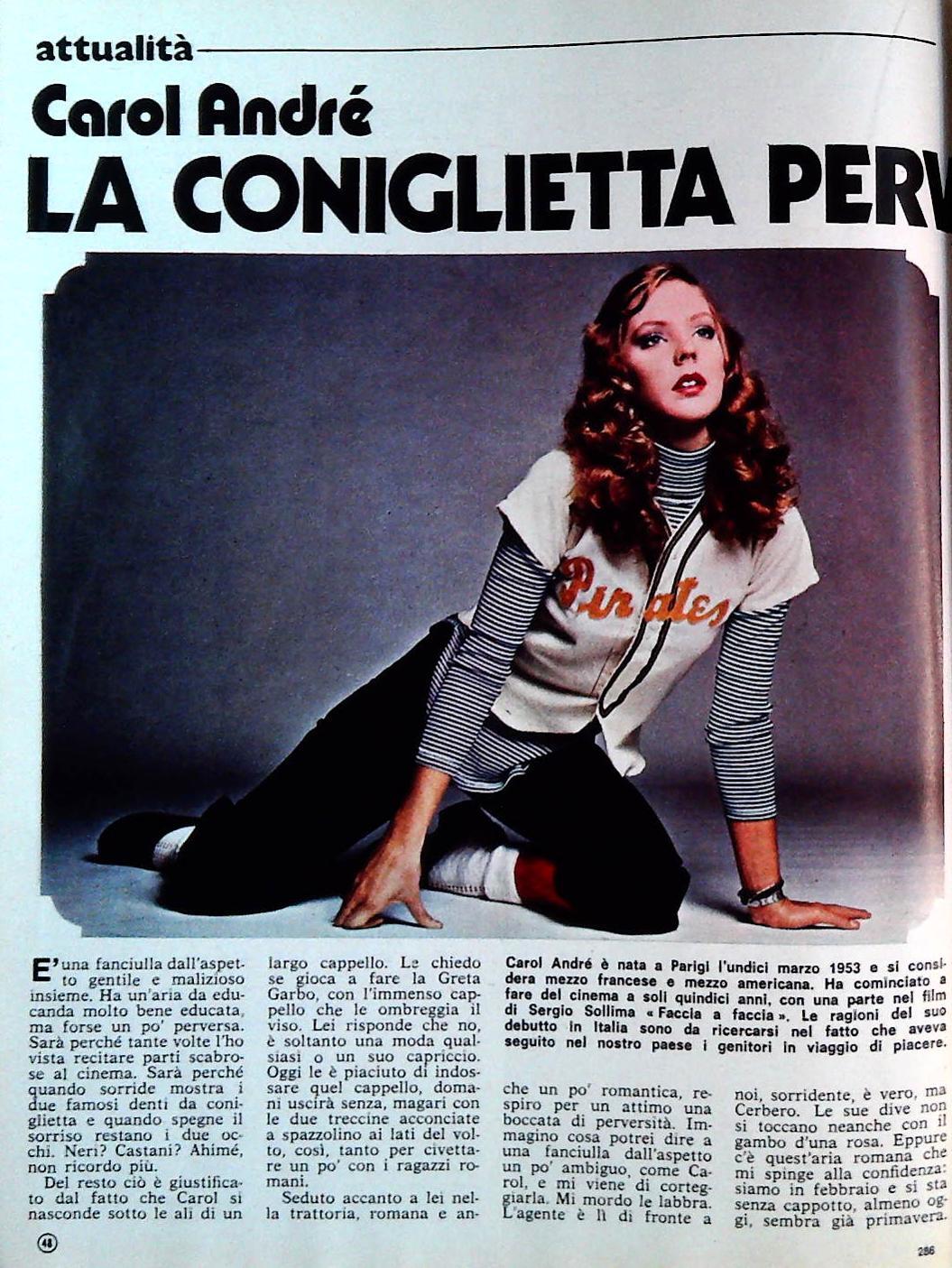 CAROL ANDRE'. LA CONIGLIETTA PERVERSA - CLIPPING-RITAGLIO DI GIORNALE