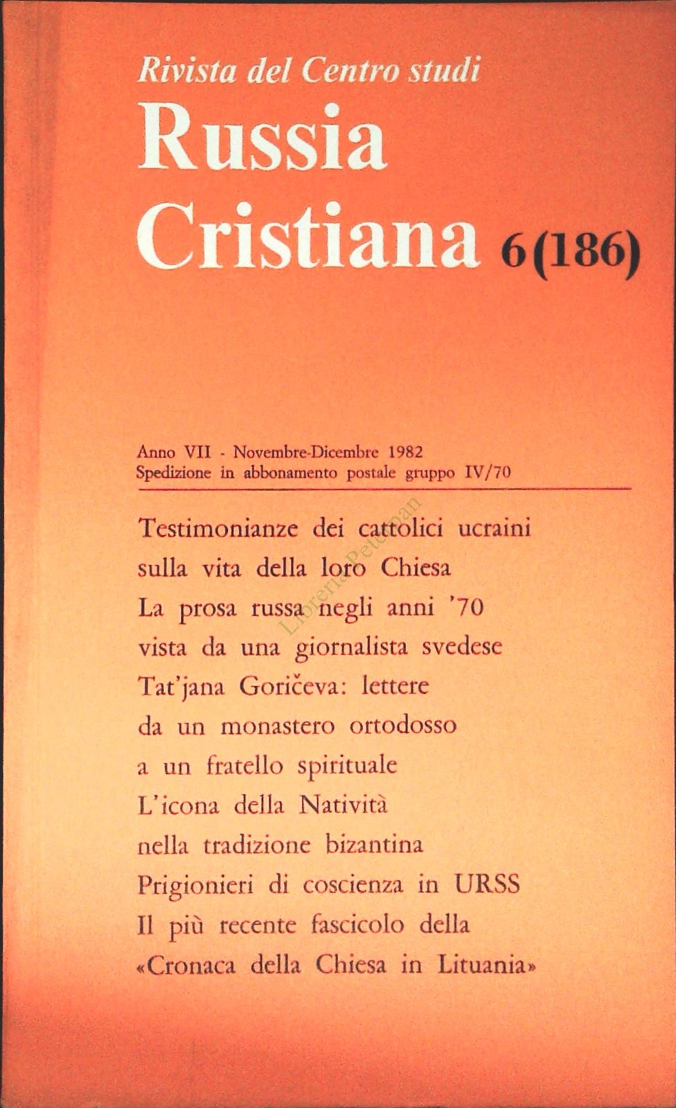 RUSSIA CRISTIANA N. 186 - NOVEMBRE-DICEMBRE 1982