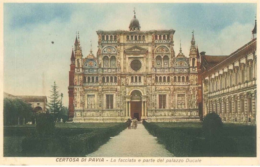 PAVIA CERTOSA- FACCIATA E PARTE PALAZZO DUCALE-COLORATA - NV