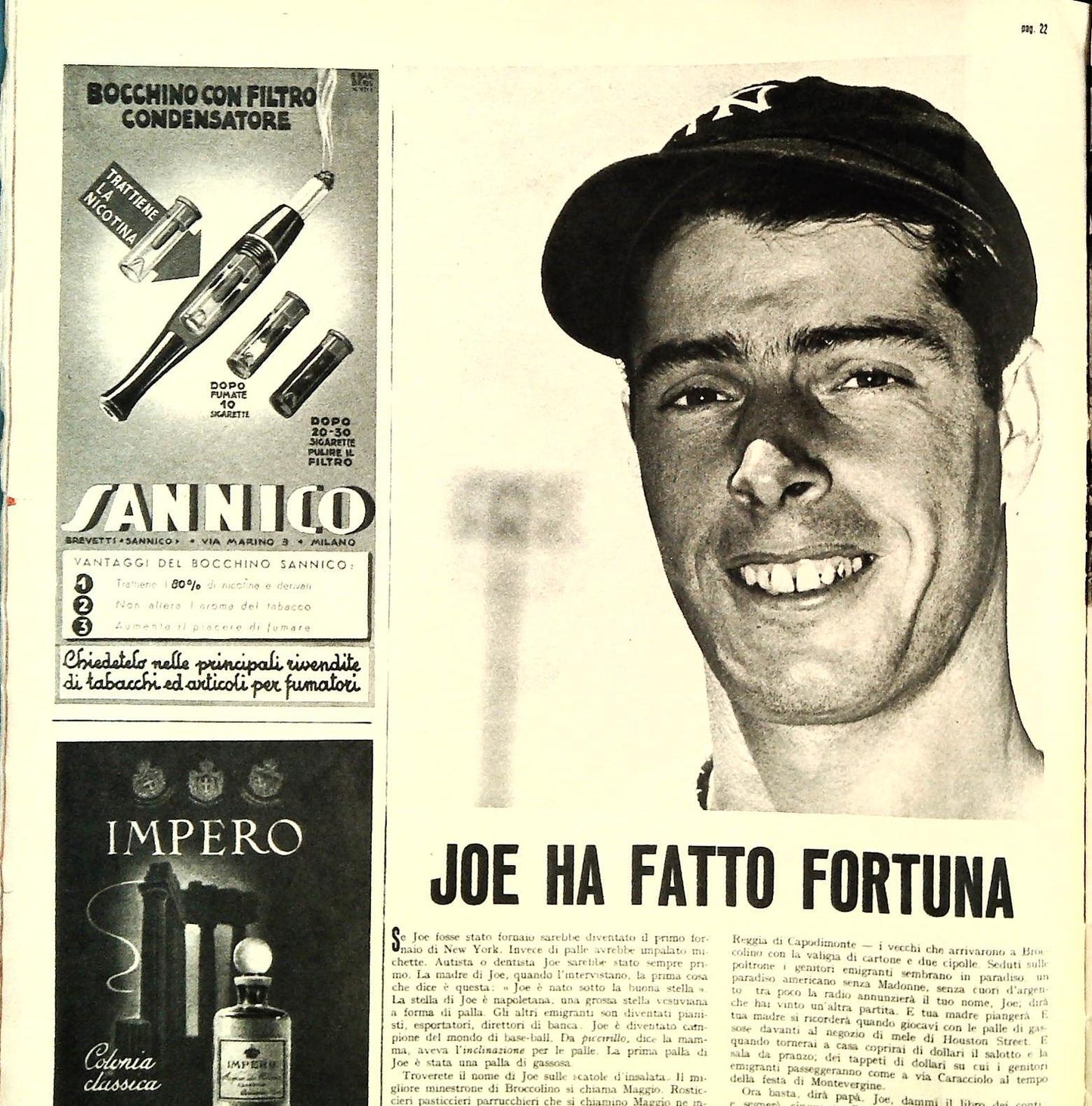 JOE DI MAGGIO - CLIPPING-RITAGLIO DI GIORNALE