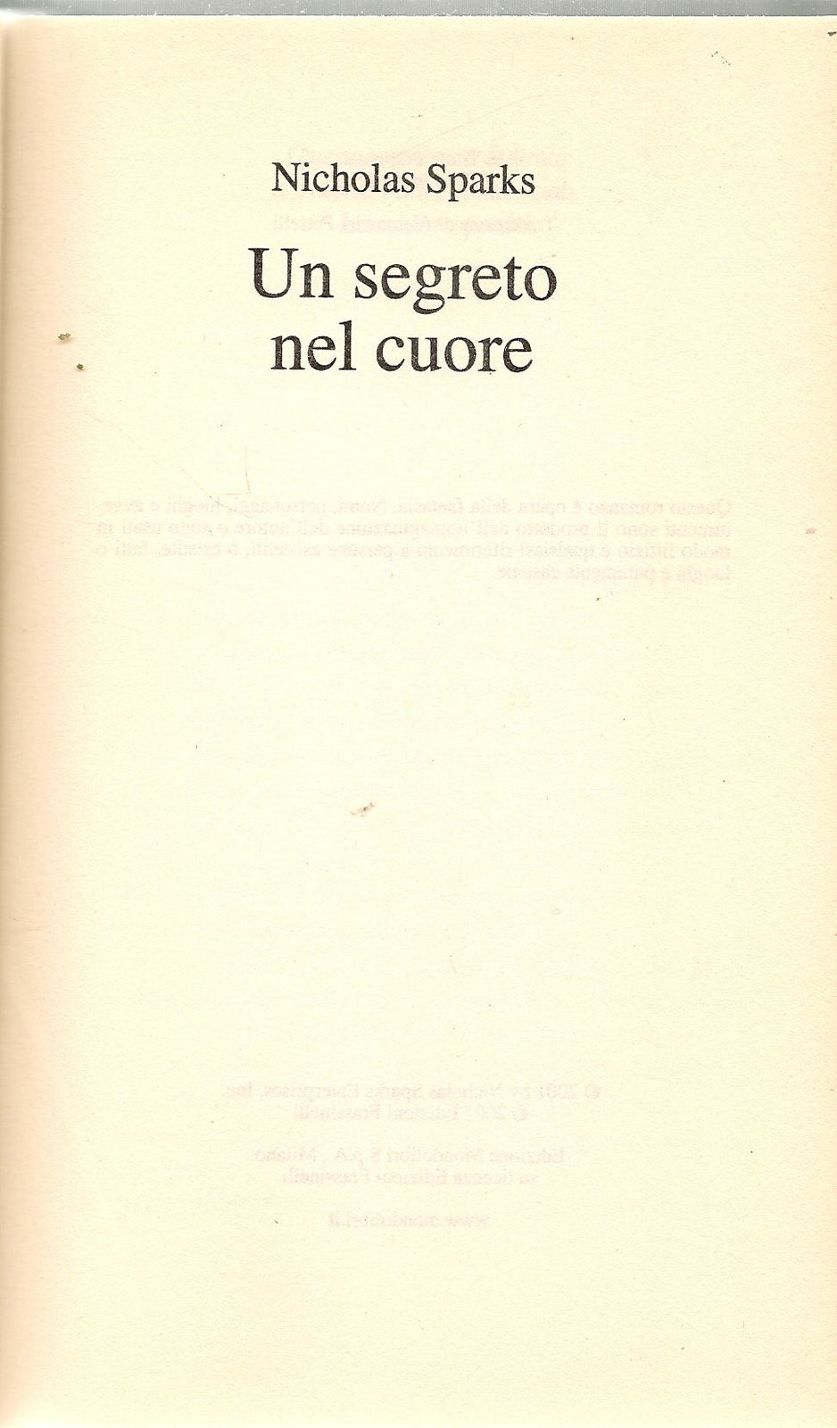 UN SEGRETO NEL CUORE - NICHOLAS SPARKS