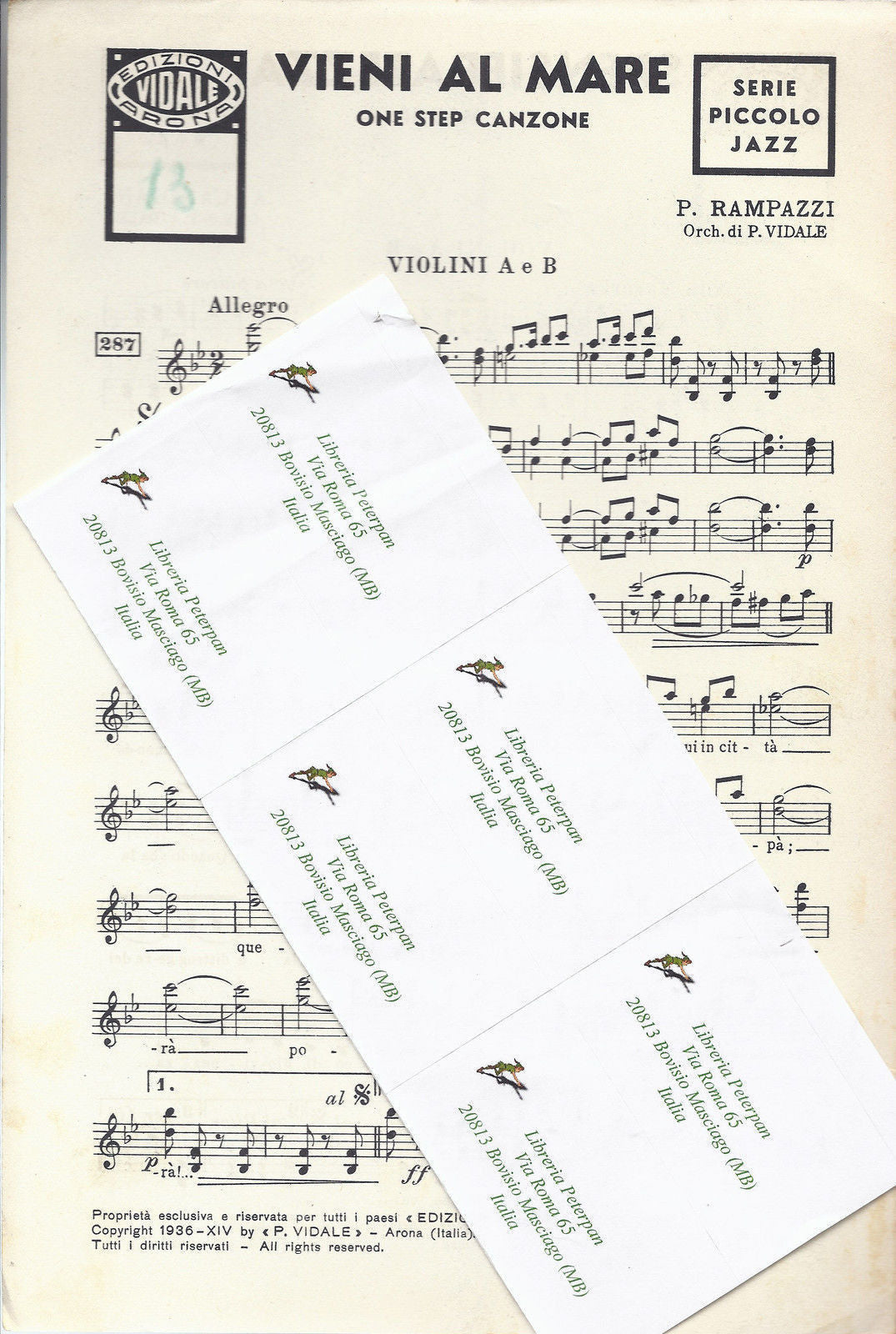 VIENI AL MARE (P. Rampazzi) - SPENSIERATEZZA (A. Candiani) SPARTITO