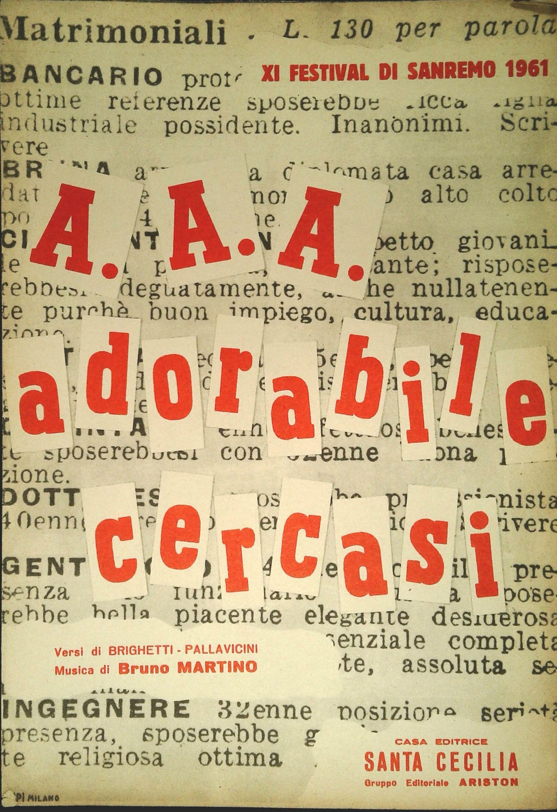 A.A.A. ADORABILE CERCASI - SPARTITO-SHEET MUSIC