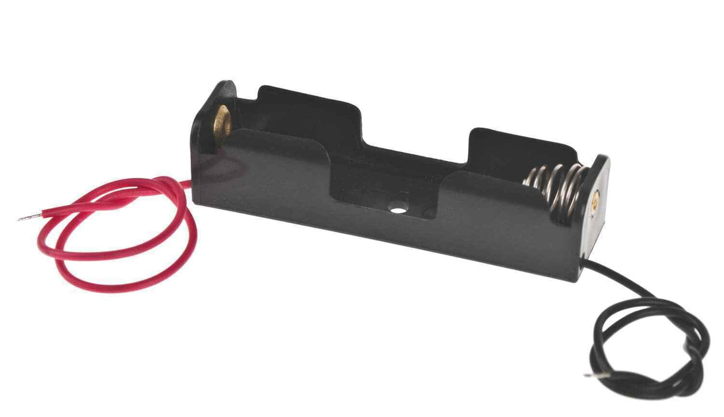 PORTABATTERIE PER 1 PILA AA 1,5V CON FILI - 2 PEZZI