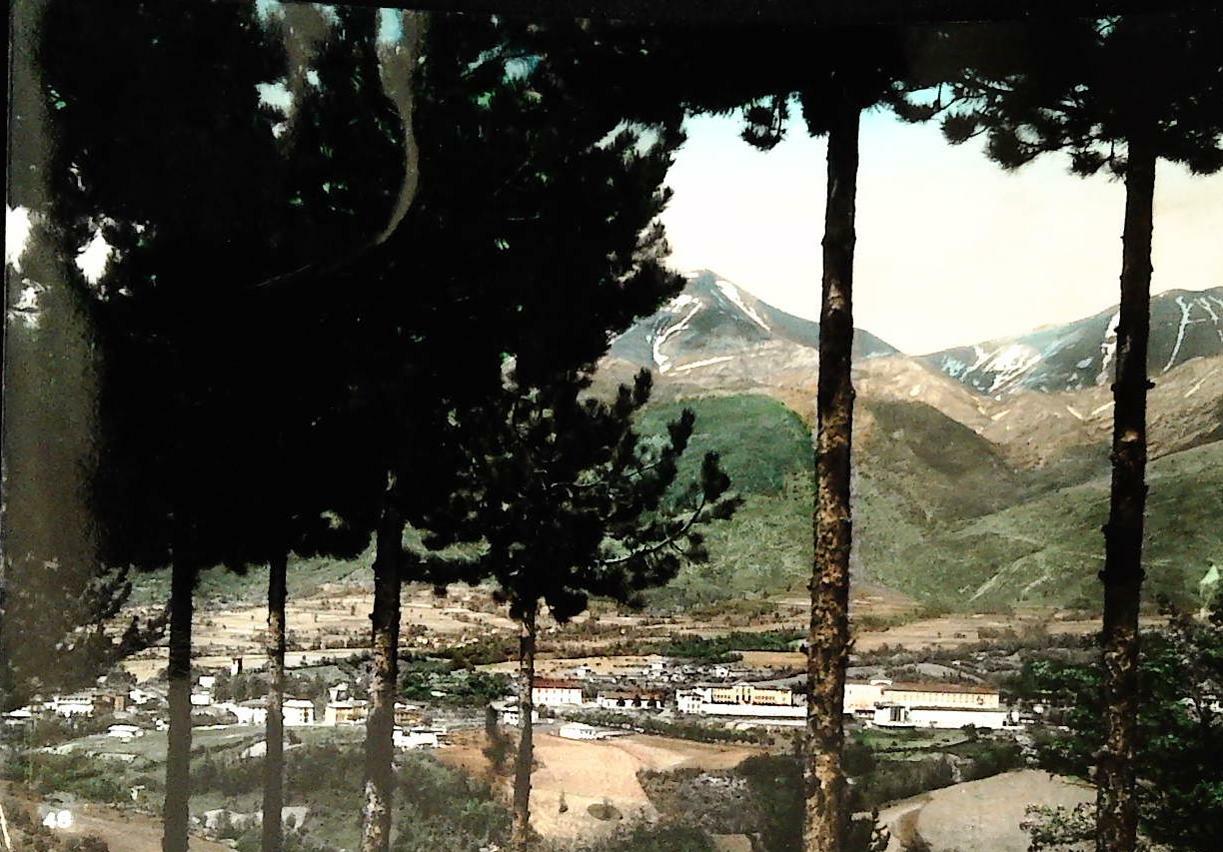 AMATRICE-PANORAMA CON VISTA ISTITUTO MASCHILE DON MINOZZI-ACQUARELLATA-V1956
