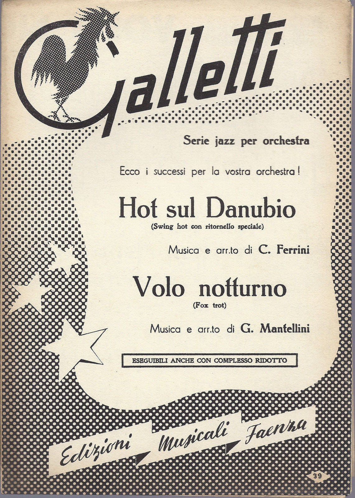 HOT SUL DANUBIO Ferrini - VOLO NOTTURNO Mantellini # SPARTITO - Serie Jazz