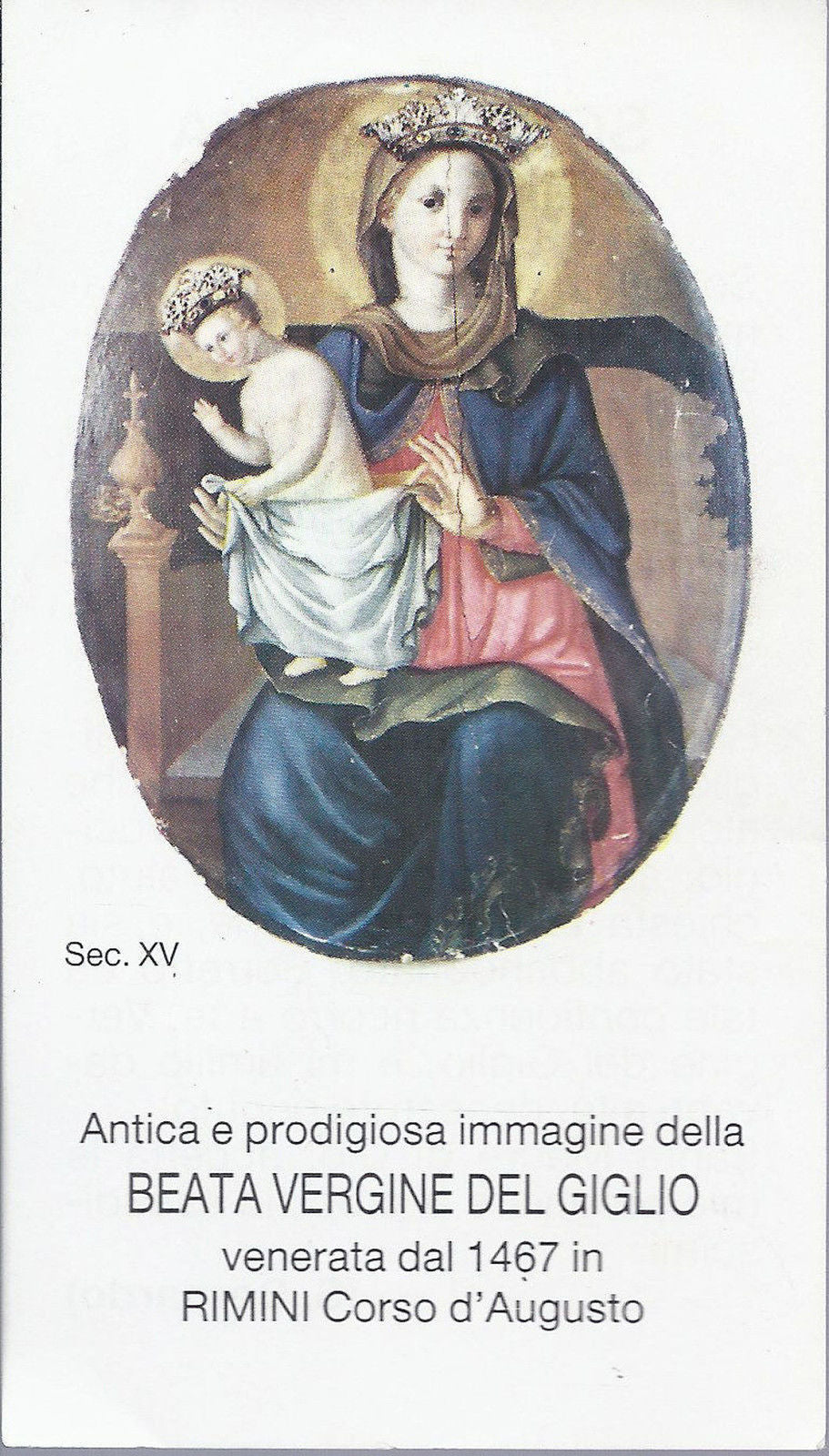 BEATA VERGINE DEL GIGLIO - Ven. in Rimini Corso d'Augus