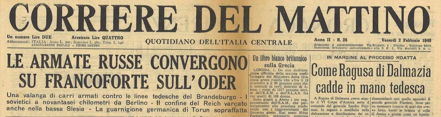 CORRIERE DEL MATTINO - 23 NOVEMBRE 1944 - AVANZATA IN ROMAGNA - UNGHERIA