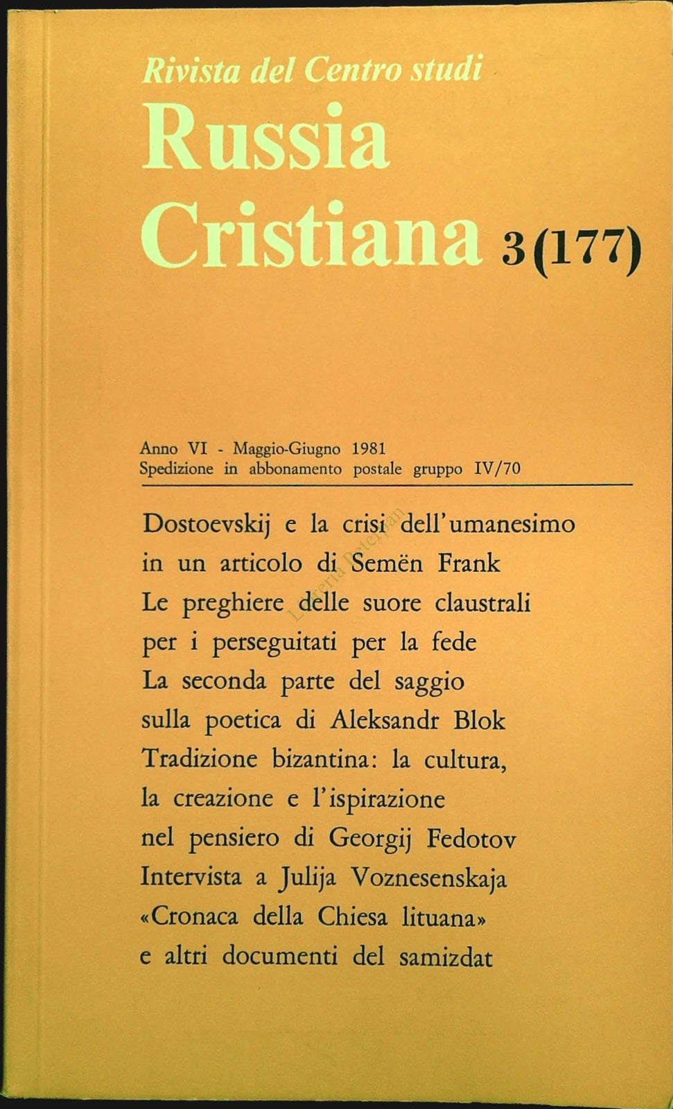 RUSSIA CRISTIANA N. 177 - MAGGIO-GIUGNO 1981