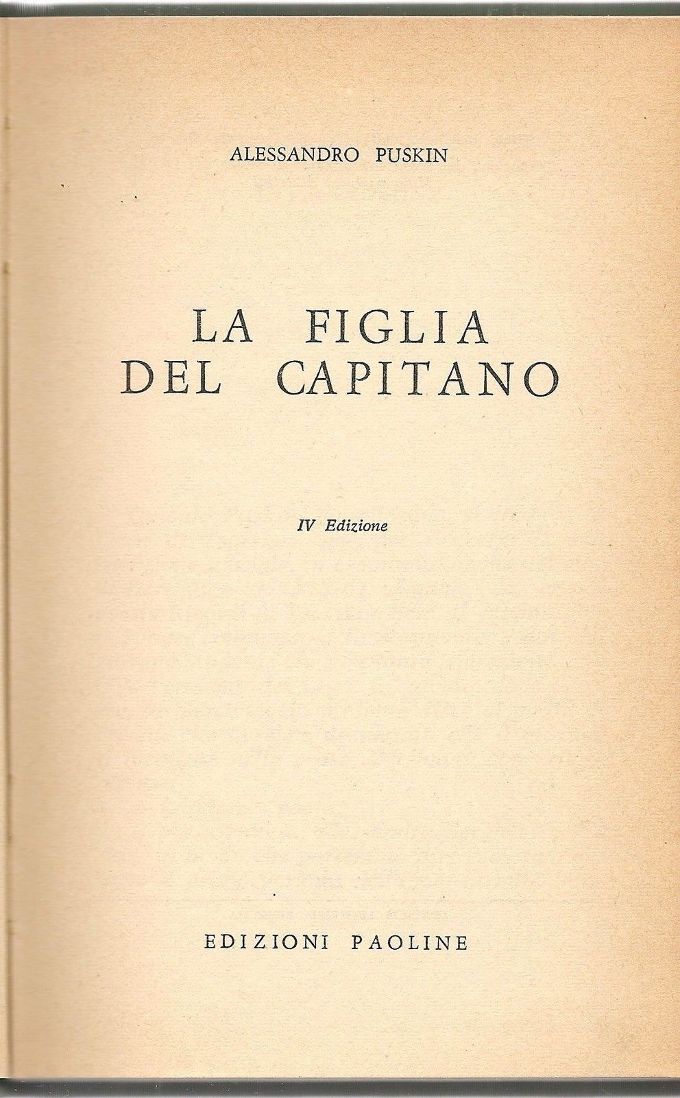 LA FIGLIA DEL CAPITANO - ALESSANDRO PUSKIN MAESTRI 1962