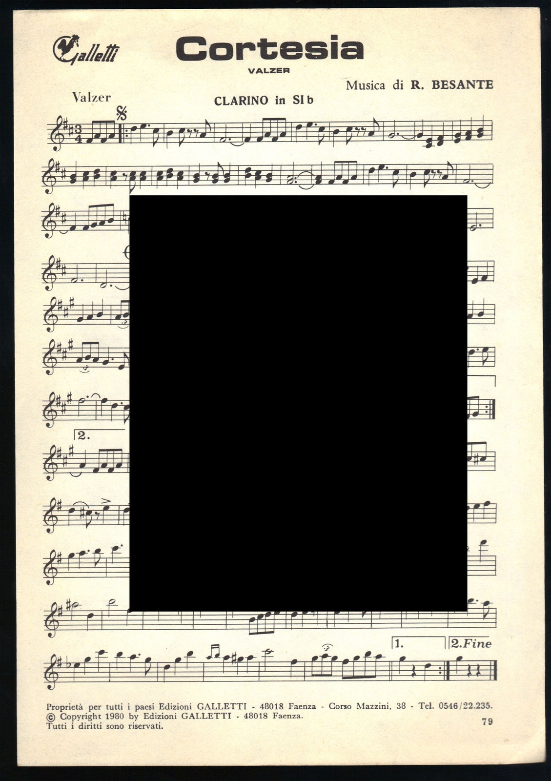 CORTESIA - ASTRONAVE R. Besante -- SPARTITO - Clarino in SIb